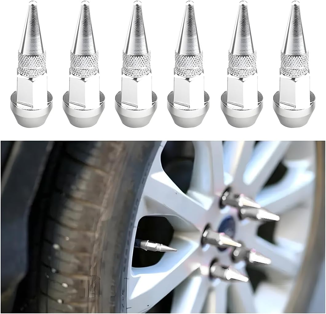 JNNJ 6 Pieces Car Wheel Tyre Valve Stem Cap, Aluminium Alloy Dust Caps Car Tyres, Aluminium Alloy Tyre Valve Cover (Silver) image number 4