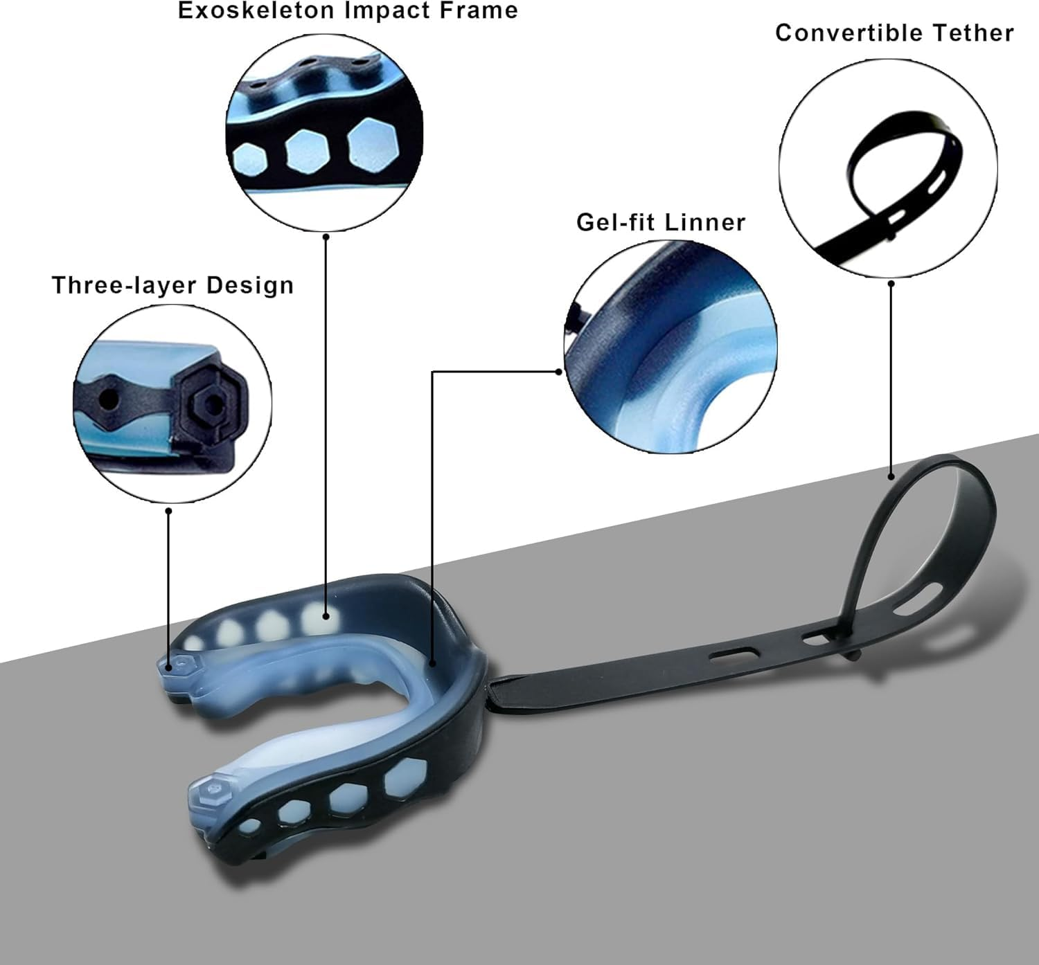 2Pcs Football Mouth Guard, Sports Mouth Guard Football Mouthpiece Youth Mouth Guards with Strap Mouthguards for Youth and Adult Athletes, Boxing, Lacrosse and Hockey image number 1