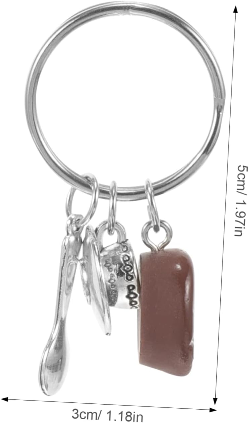 WESIEVYA Keychain Bag Hanging Key Ring Coffee Theme Key Ring Keychain for Car Phone Purse for Lovers image number 2