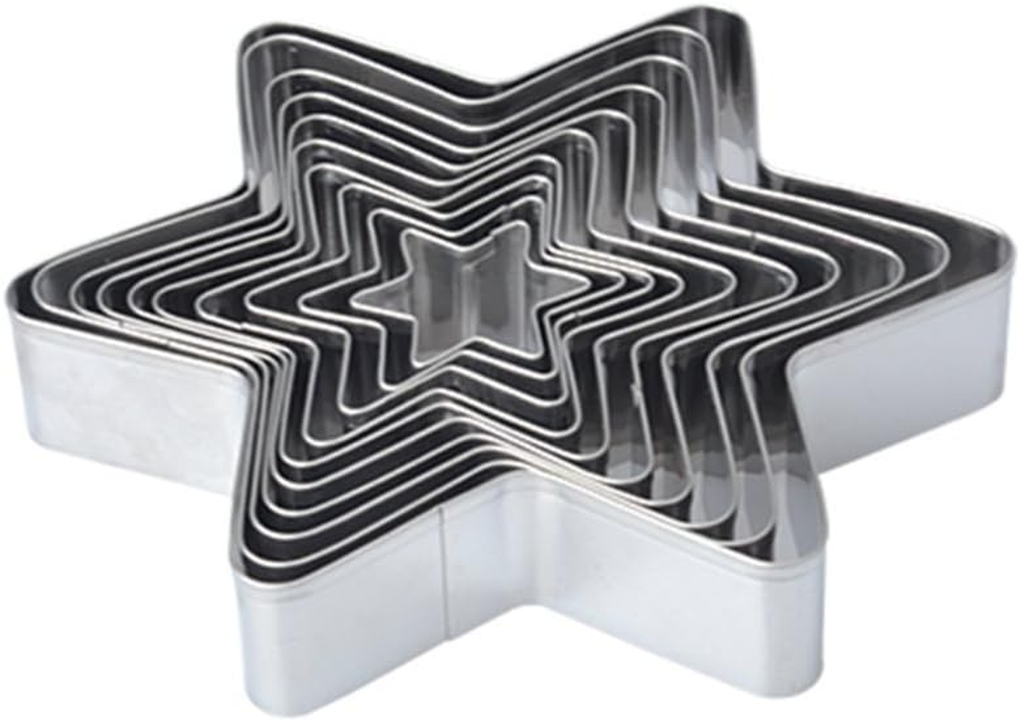 Antallcky Star Cookie Cutter Set-10 Pcs Stainless Steel Six-Pointed-Star Biscuit Molds Fondant Cake Cookie Cutter Set Pastry Mold for Stars Linzer and 3D Christmas Tree Cookies image number 4