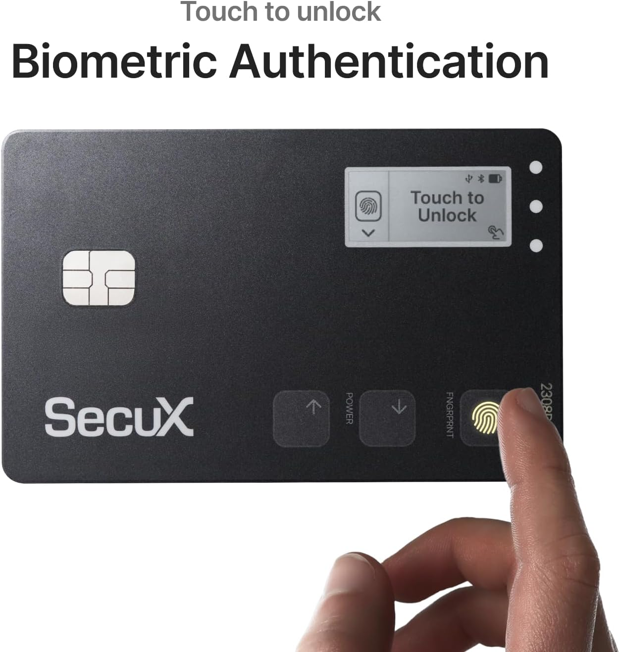 Secux Shield Bio Crypto Hardware Wallet - Secure Biometric Authentication, Cold Storage Card for NFT, Bitcoin, Ethereum, ERC20, BEP20, Etc, Flat Black, Compact