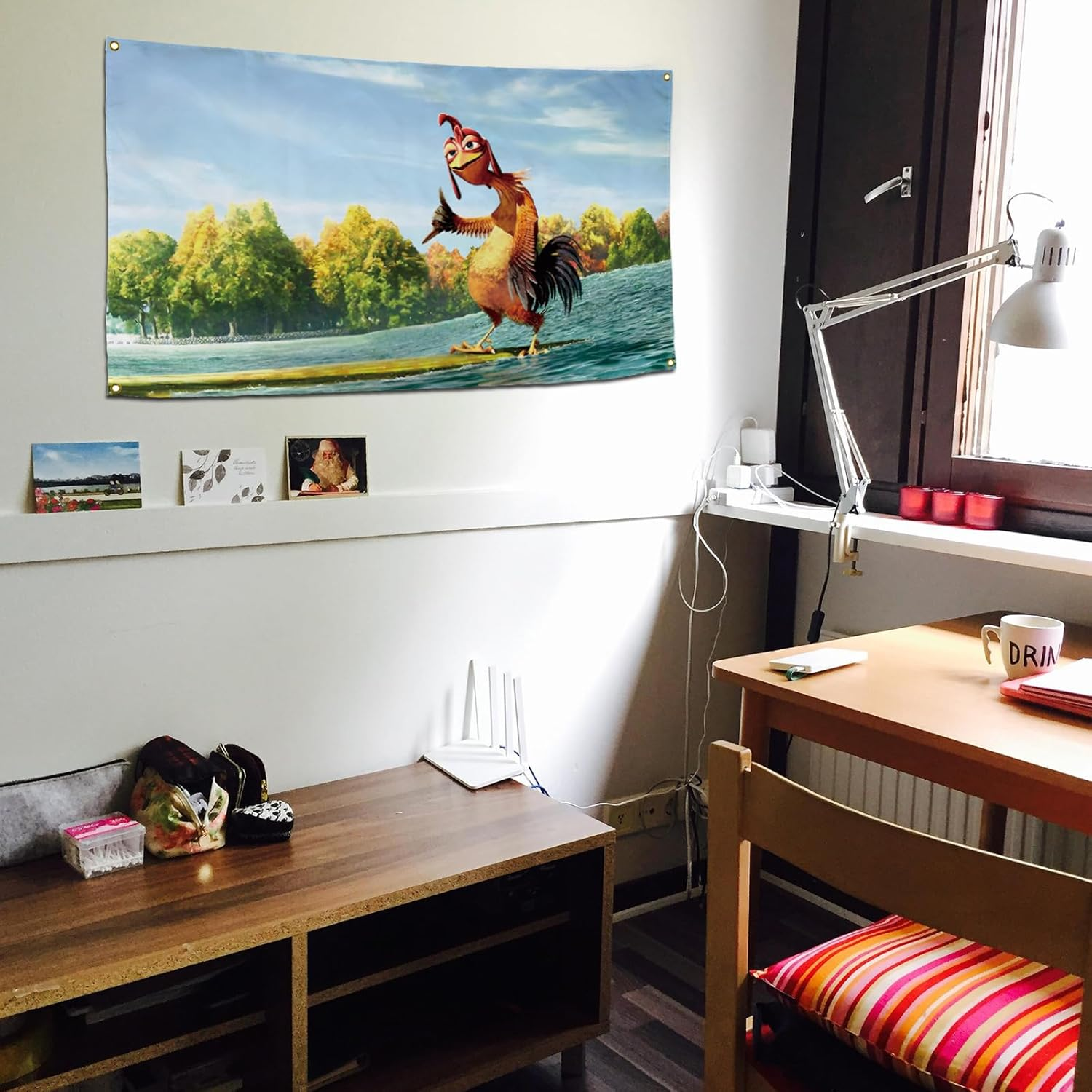 Gerrit Chicken Joe Flag 3X5 Ft Double Sided Printing Hd Patterns Flags for Bedroom Xavier Wulf Tapestry Funny Flags Banner Man Cave University Dormitory Family 100% Polyester, Black image number 6