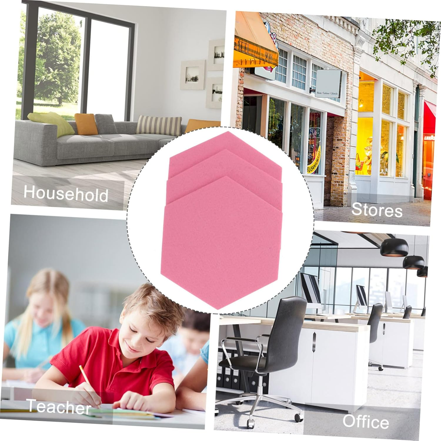 TEHAUX Home Office Decor 12 Pack Hexagon Felt Soundproofing Panels Stick Memo Board for Walls image number 5