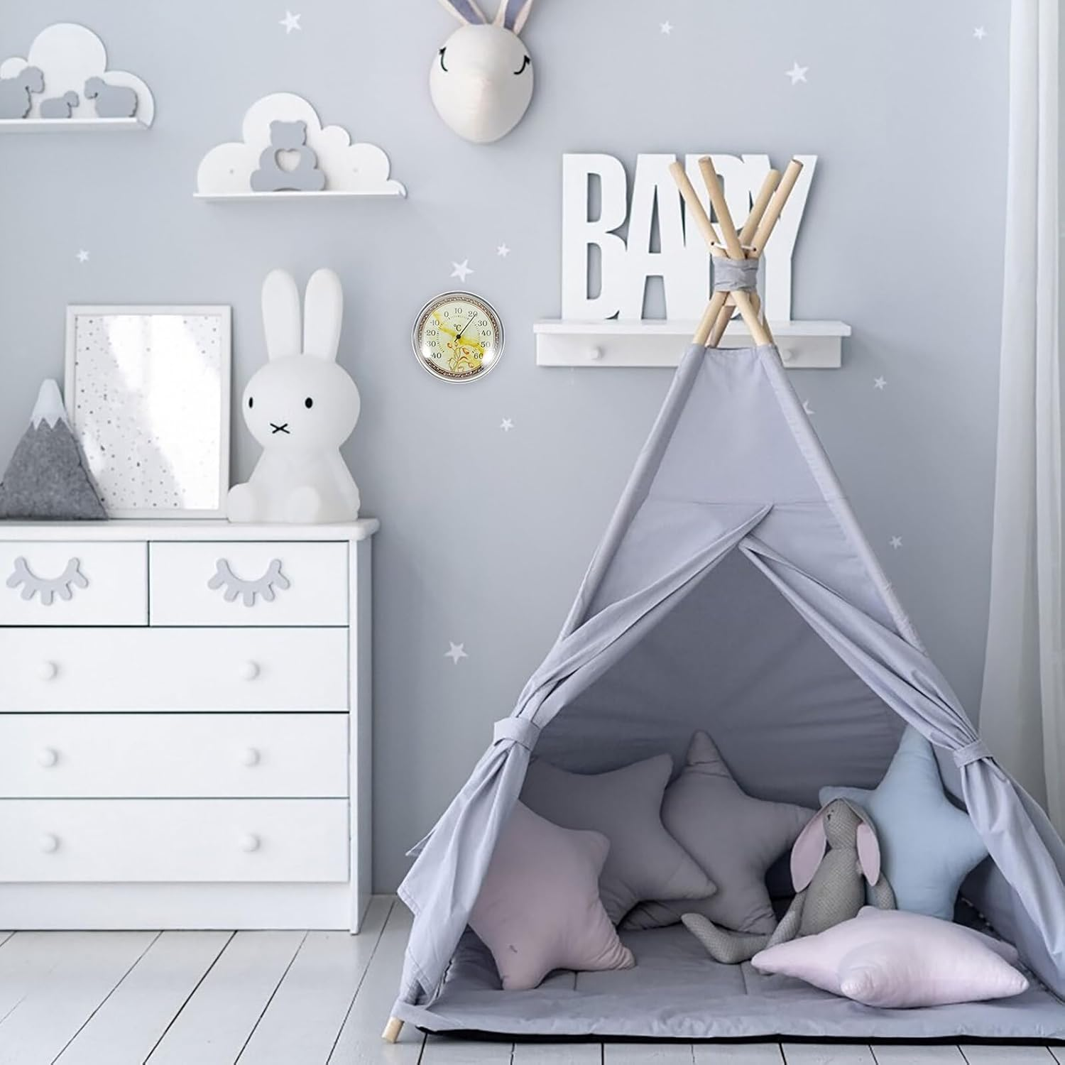 Abaodam High Precision Wall Mount Thermometer with Tulip Design for Home and Nursery Indoor Temperature Monitor for Greenhouse and Scale Multifunctional Celsius Gauge image number 1