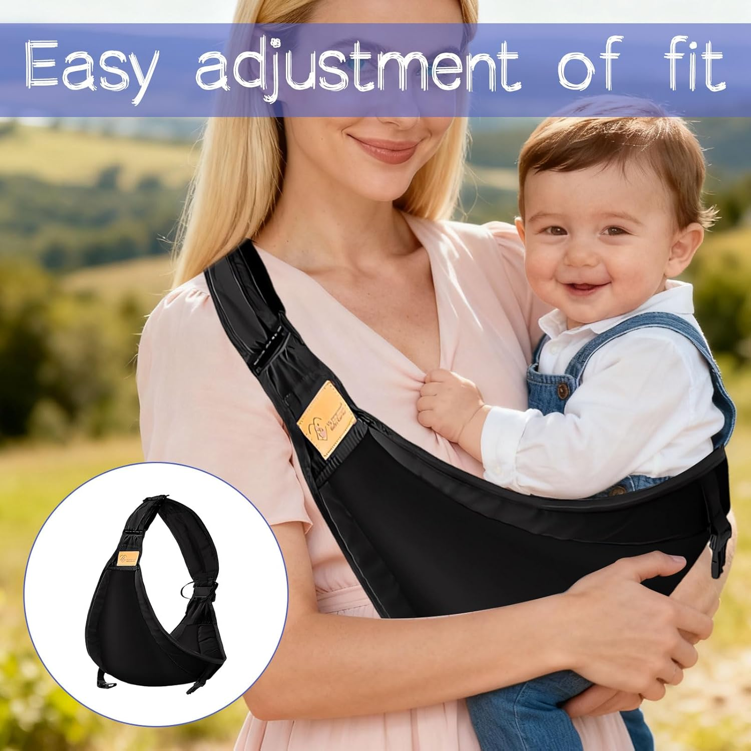 Baby Sling Carrier, Toddler Sling Carrier, Toddler Carrier, Baby Sling with Burp Towel, Adjustable Ergonomic Hip Carrier, Breathable Easy to Wear, Suitable for Outdoor, Shopping, Travel image number 1