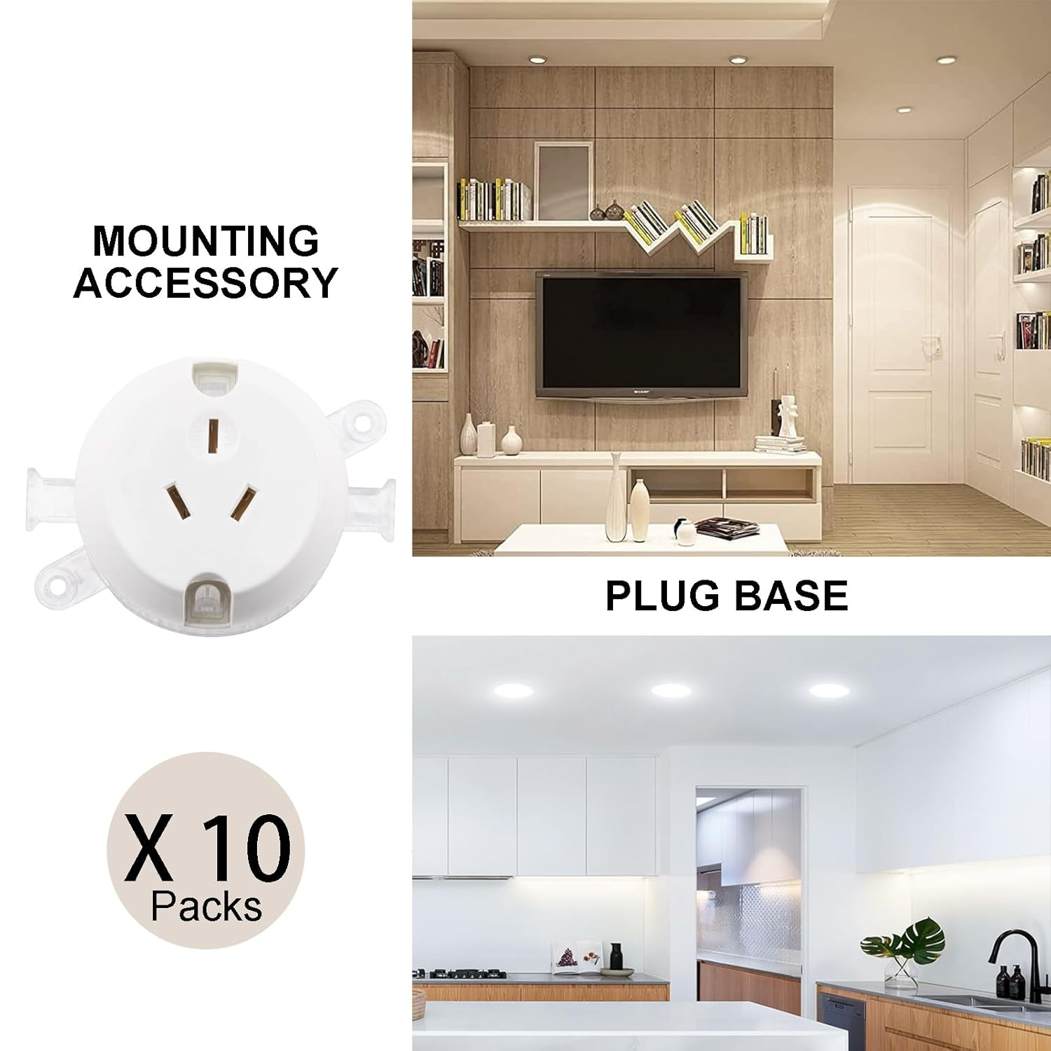 Zarek 10X Surface Socket Single Plug Base 10A Electrical Outlet - White image number 2