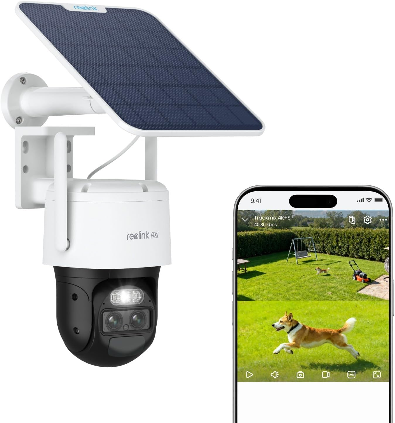 REOLINK 4K Security Cameras Wireless Outdoor, Pan Tilt, Auto Tracking, 8X Hybrid Zoom, Solar Powered with 8MP Color Night Vision, 2.4/5Ghz Wifi, Local Storage, No Monthly Fee, Trackmix+Solar Panel image number 2