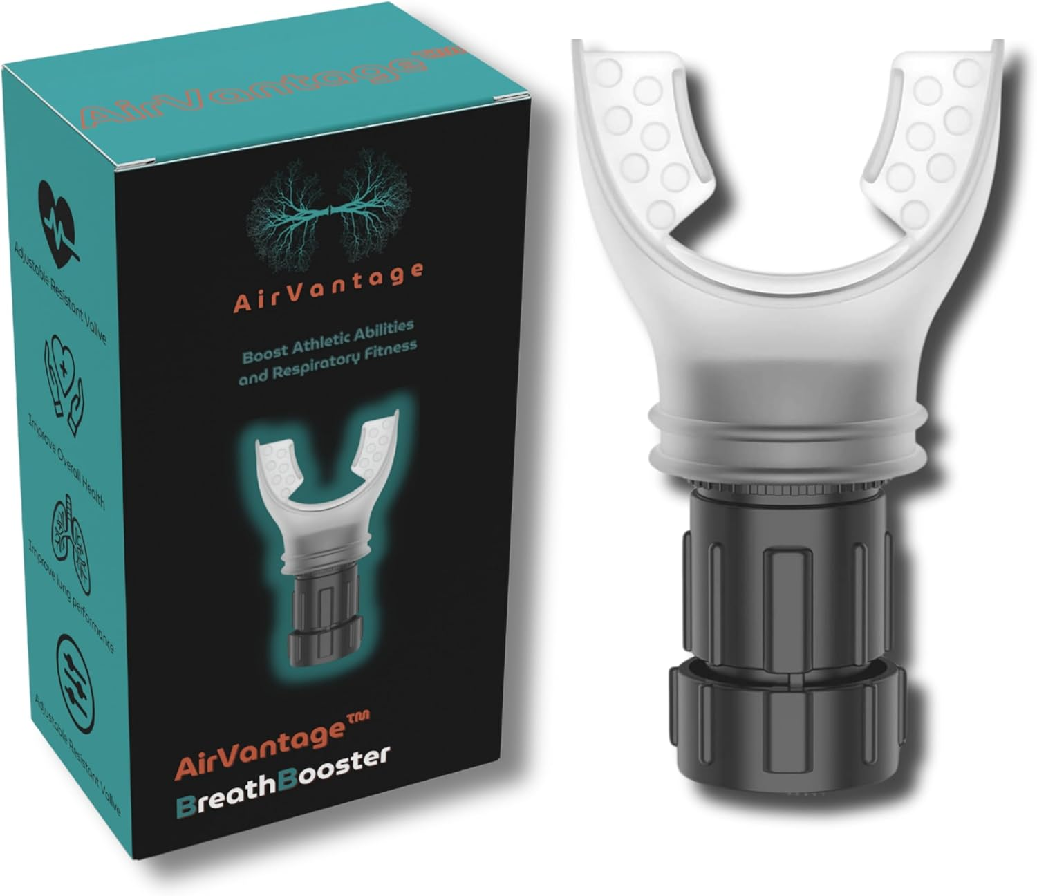 Airvantage Natural Breathing Exerciser Trainer for Drug-Free Respiratory Therapy │ Breathe Easier with Stronger Lungs │ Guided Ebook Included (White) image number 2
