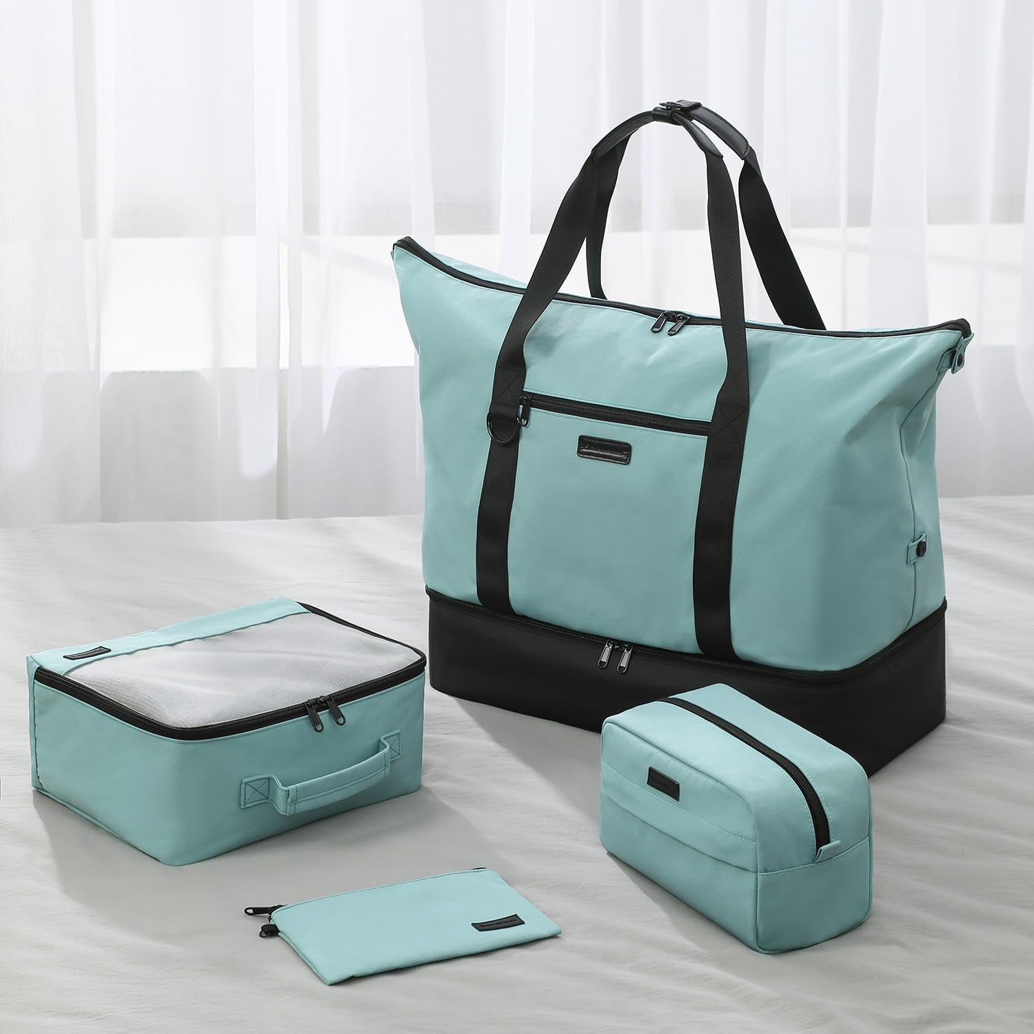 SEPWIK Travel Makeup Bag Cosmetic Bags for Women, Large Capacity Wide-Open Pouch Waterproof Toiletry Bag Make up Organizer Scandihome Series - Green image number 4