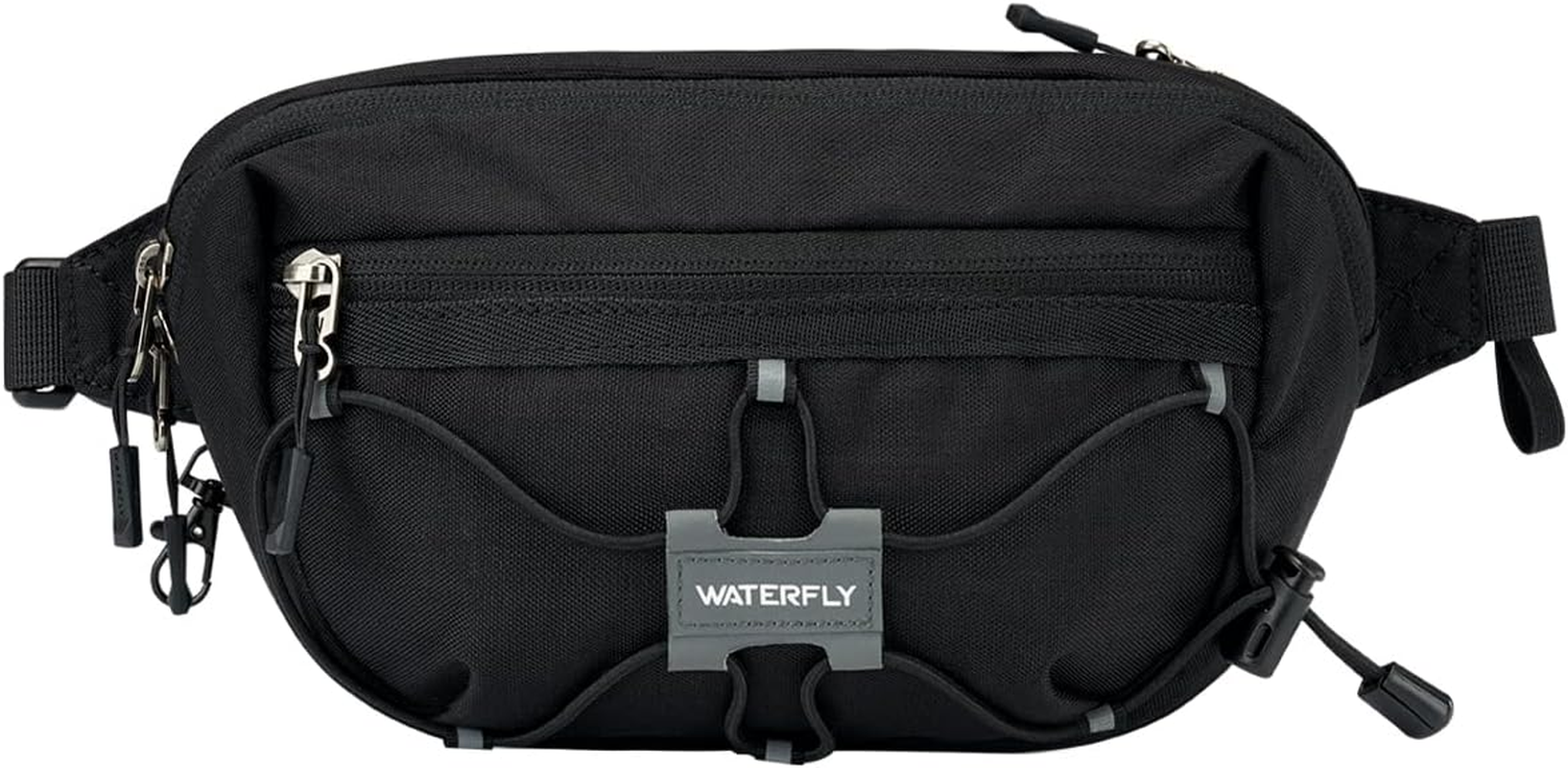 WATERFLY Lightweight Small Fanny Pack: 1.5L Mini Slim Crossbody Waist Belt Hip Bag with RFID Blocking, Anti-Theft & Water Resistant Pouch for Women Men Travel Hiking Running Walking EDC