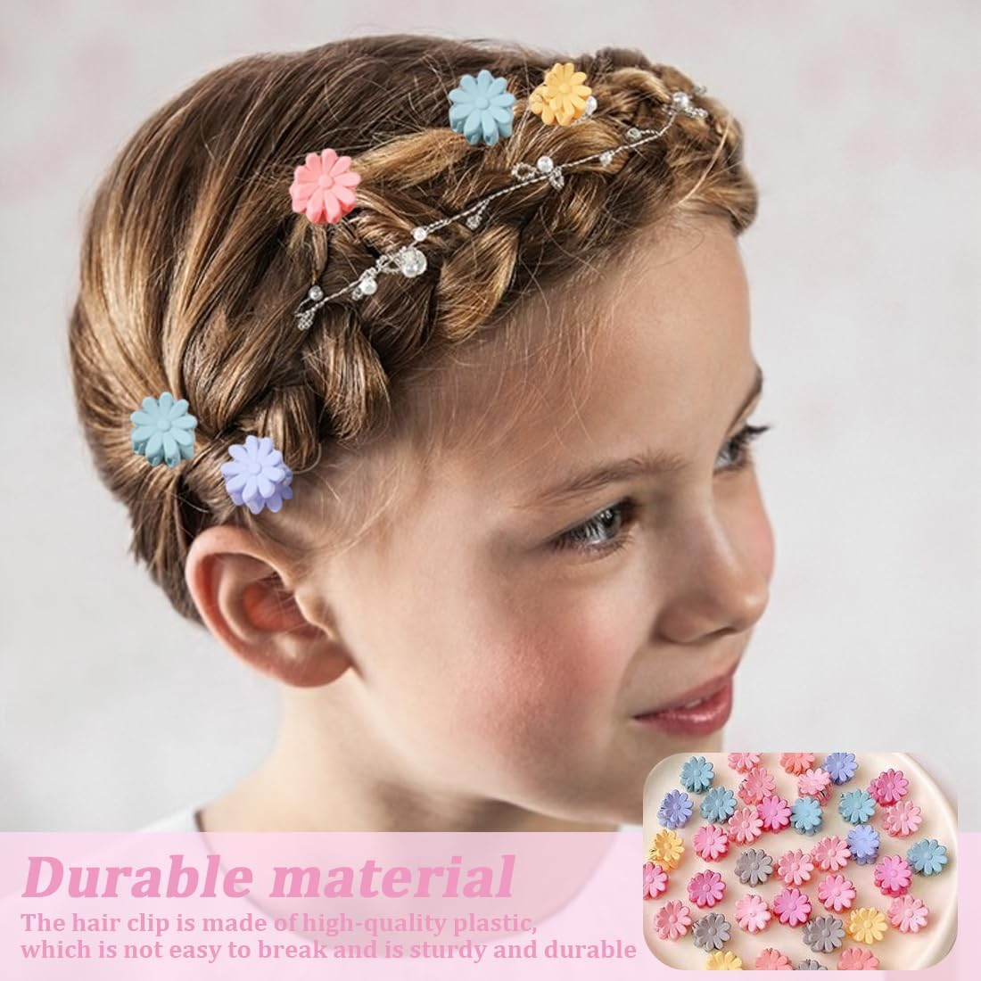 Pack of 36 Small Flower Hair Clips Mini Hair Clips Mini Hair Clips Hair Clips for Little Girls Colourful Hair Clips Daisy Hair Clips image number 3