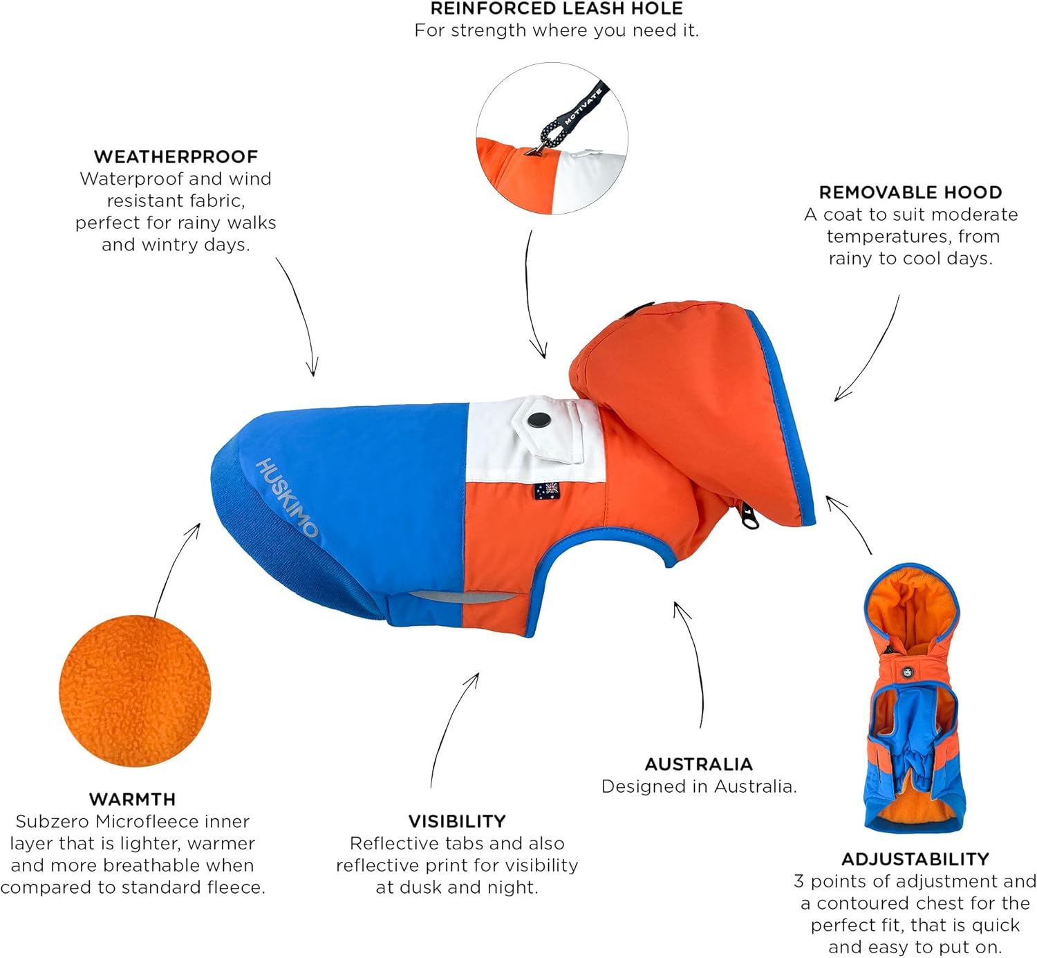 Huskimo Snowparka Dog Coat, Orange, 67Cm image number 1