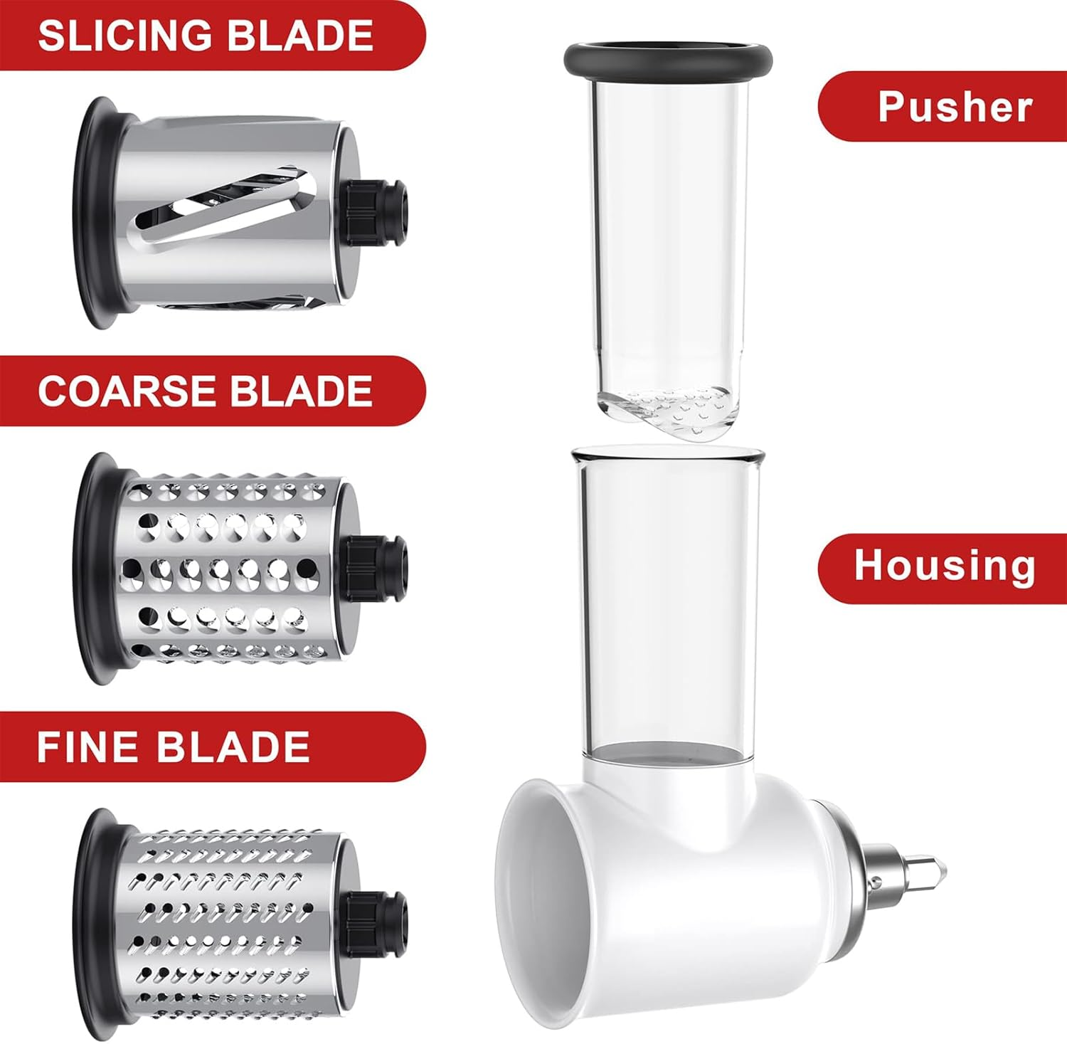 Slicer Shredder Attachment for Kitchenaid Stand Mixer, Cheese Grater Attachment for Kitchenaid Mixer, Cheese Grater Machine with 3 Blades by COFUN image number 6