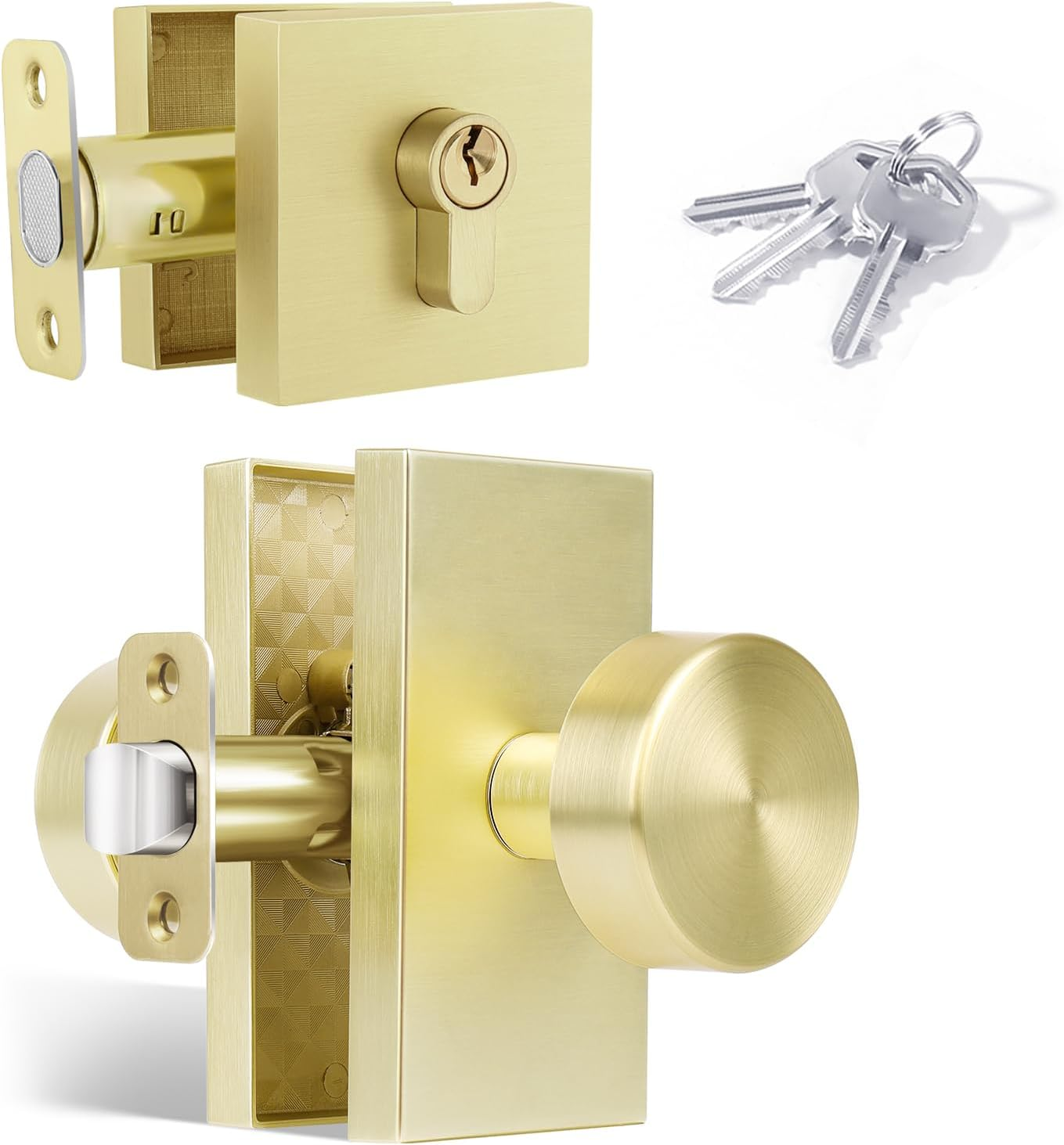 HIEMEY Brushed Nickel Door Knob with Deadbolt, Single Cylinder Deadbolt and Door Knob Set image number 6