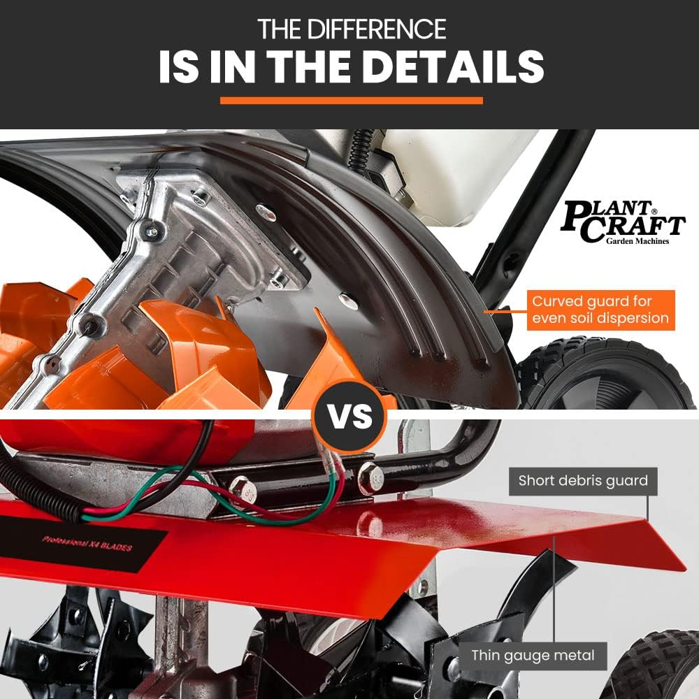 Plantcraft Cultivator Tiller Petrol 46Cc OHV 4-Stroke Engine with 6 Blades, 15 Inch, 24 Tines, Titan 9 image number 6