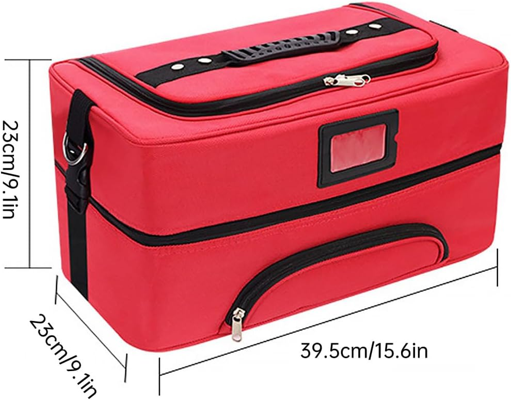 AIMALL Large Capacity Makeup Bag, Portable Multi-Function Crossbody Bag, Multi-Layer Storage Box for Beauty Tools, Durable Red Design image number 1