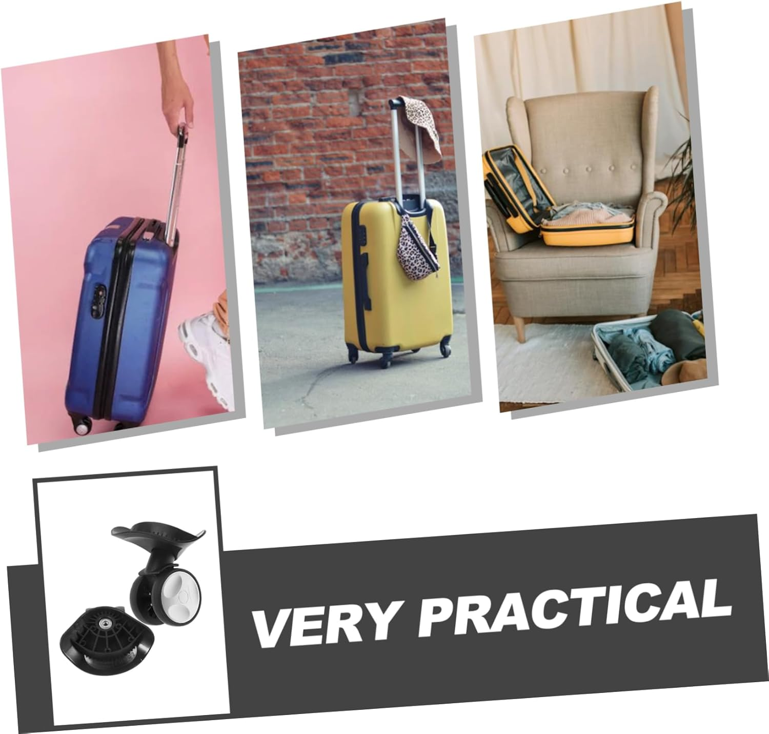 Healeved Plastic Luggage Wheel for Travel Suitcase Swivel Wheel Replacement for Luggage Suitcase Repair Replacement image number 2