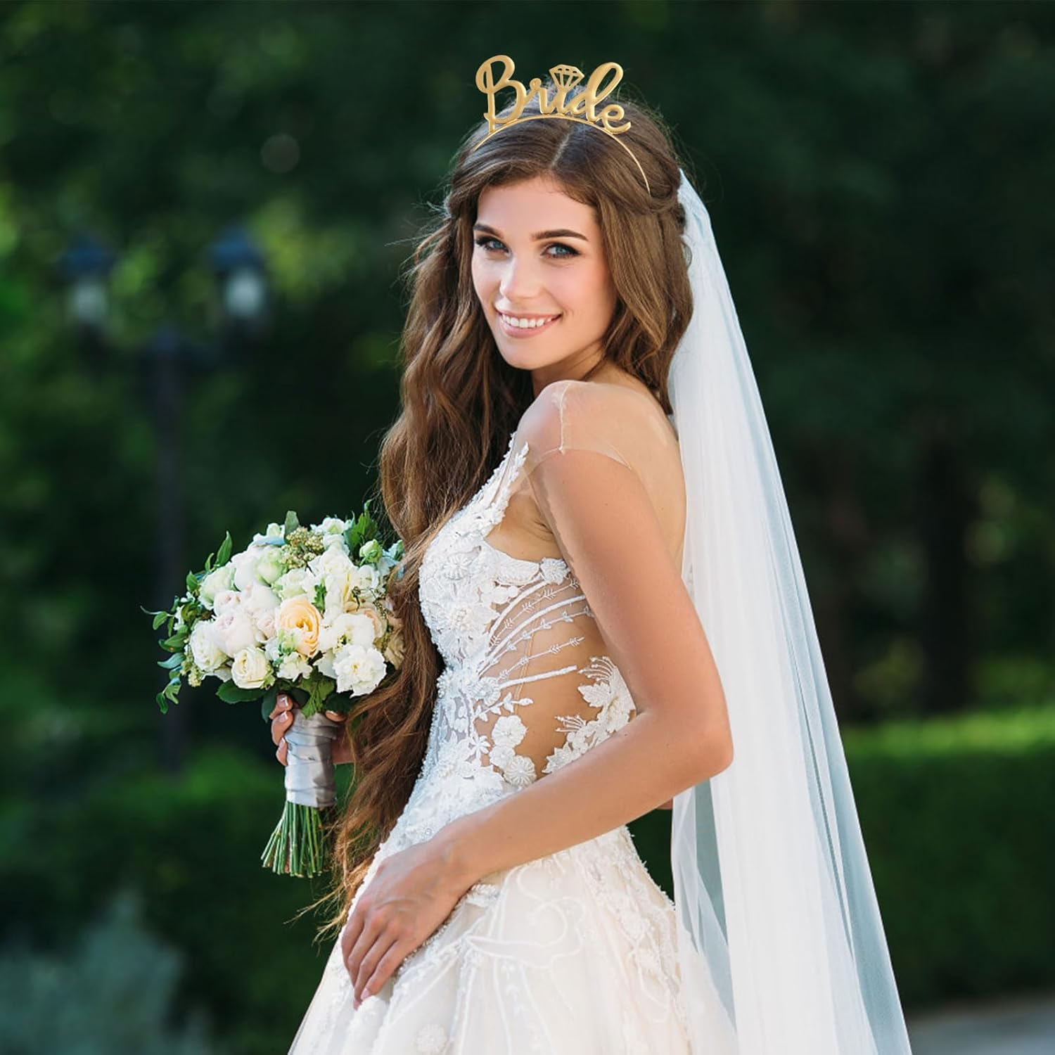 Lunarcharm JGA Headband Women Rose Gold Metal Bridal Headband Bride Hair Accessories for Bachelorette Party Hen Party Hen Party Women Gold image number 4