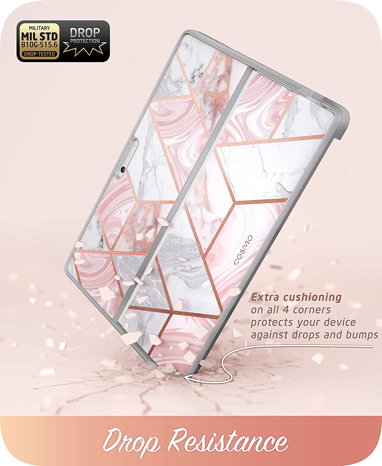 I-Blason Cosmo Series for Microsoft Surface Pro 9 Case (2022 Release), Slim Stylish Protective Bumper Case Compatible with Type Cover Keyboard (Marble) image number 5