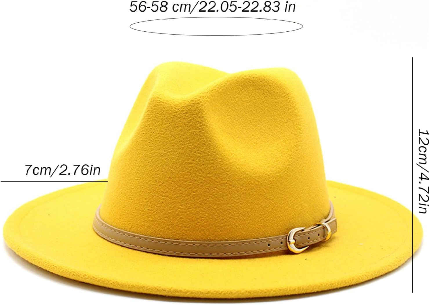 Muzrunq Felt Hats Felt Cowboy Hat with Leather Belt Wide Brim Western Hat Jazz Hats for Dress up Party Accessories Yellow Felt Hats for Women, Felt Cowboy Hat-