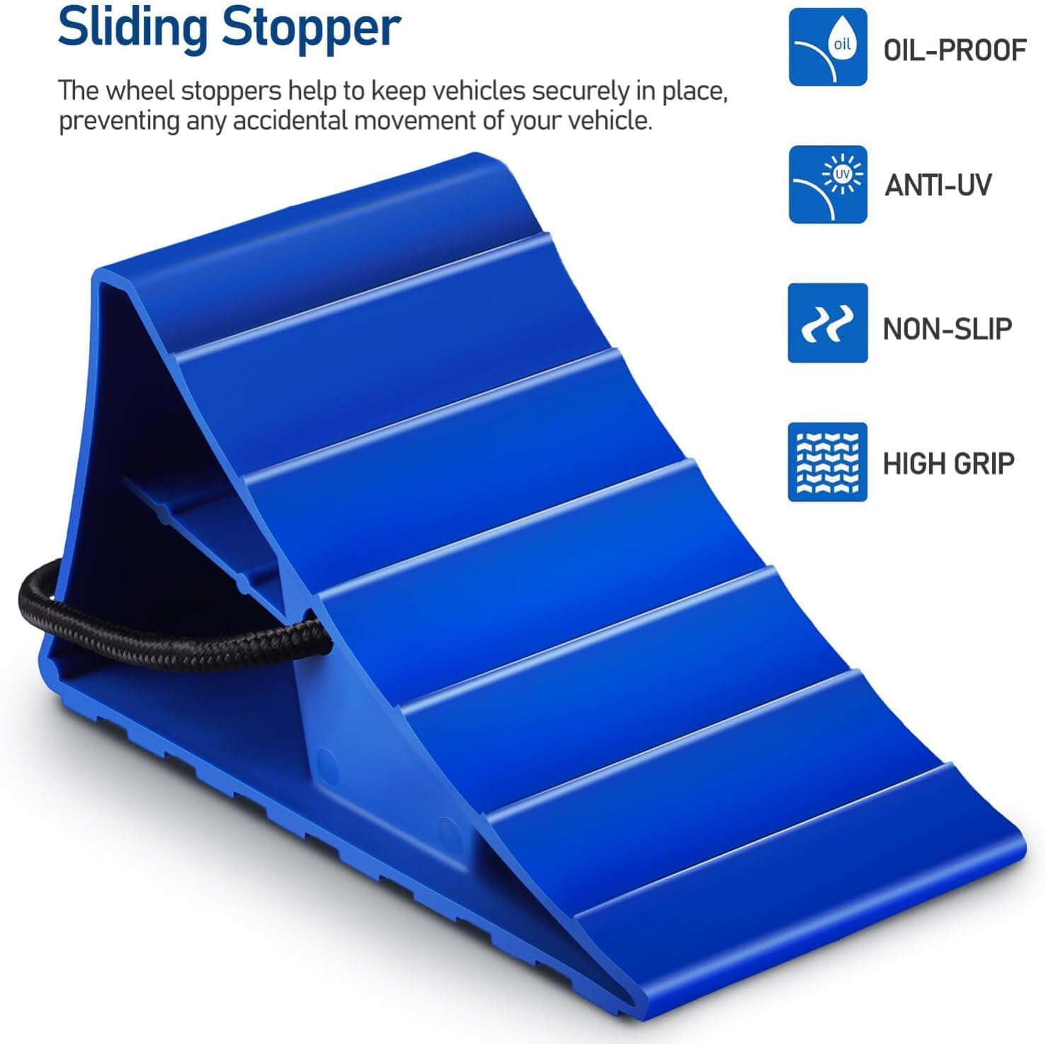 Car Wheel Chock 2Pcs RV Wheel Chocks Trailer Chocks Heavy Duty Rubber Wheel Wedge for Car, Travel Trailer, 20 * 10.5 * 9.5Cm image number 1