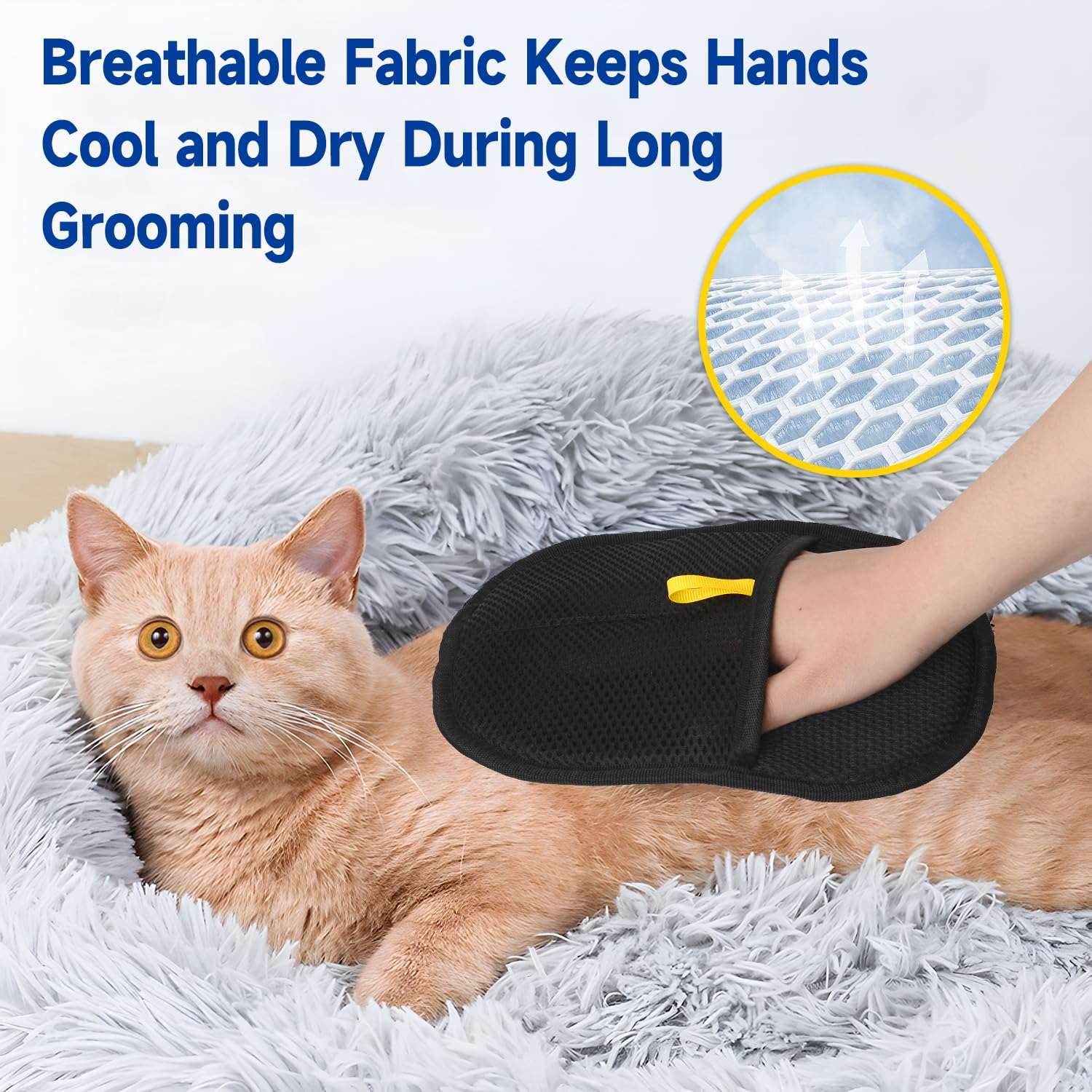 Xinrongda Pack of 2 Brush, Pet Hair Remover, Fingerless Cat, Double Sided Grooming Glove, Reusable Antistatic Gloves, Double-Sided, Fur Magnetic Glove for Washing, Hair Removal image number 2
