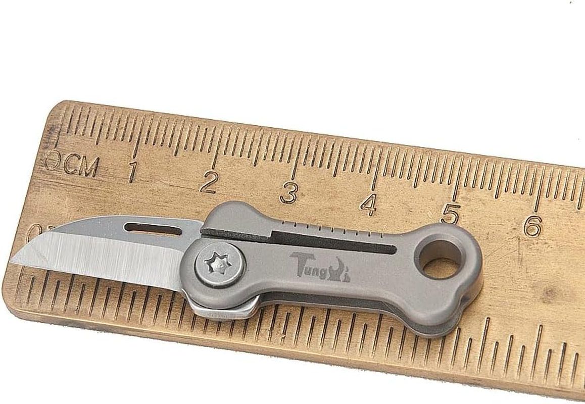 Tungyi Mini Folding Pocket Knife, EDC Tiny Package Knife, 0.8" Stainless Steel Blade with Titanium Handle, Ultra Compact and Lightweight image number 6