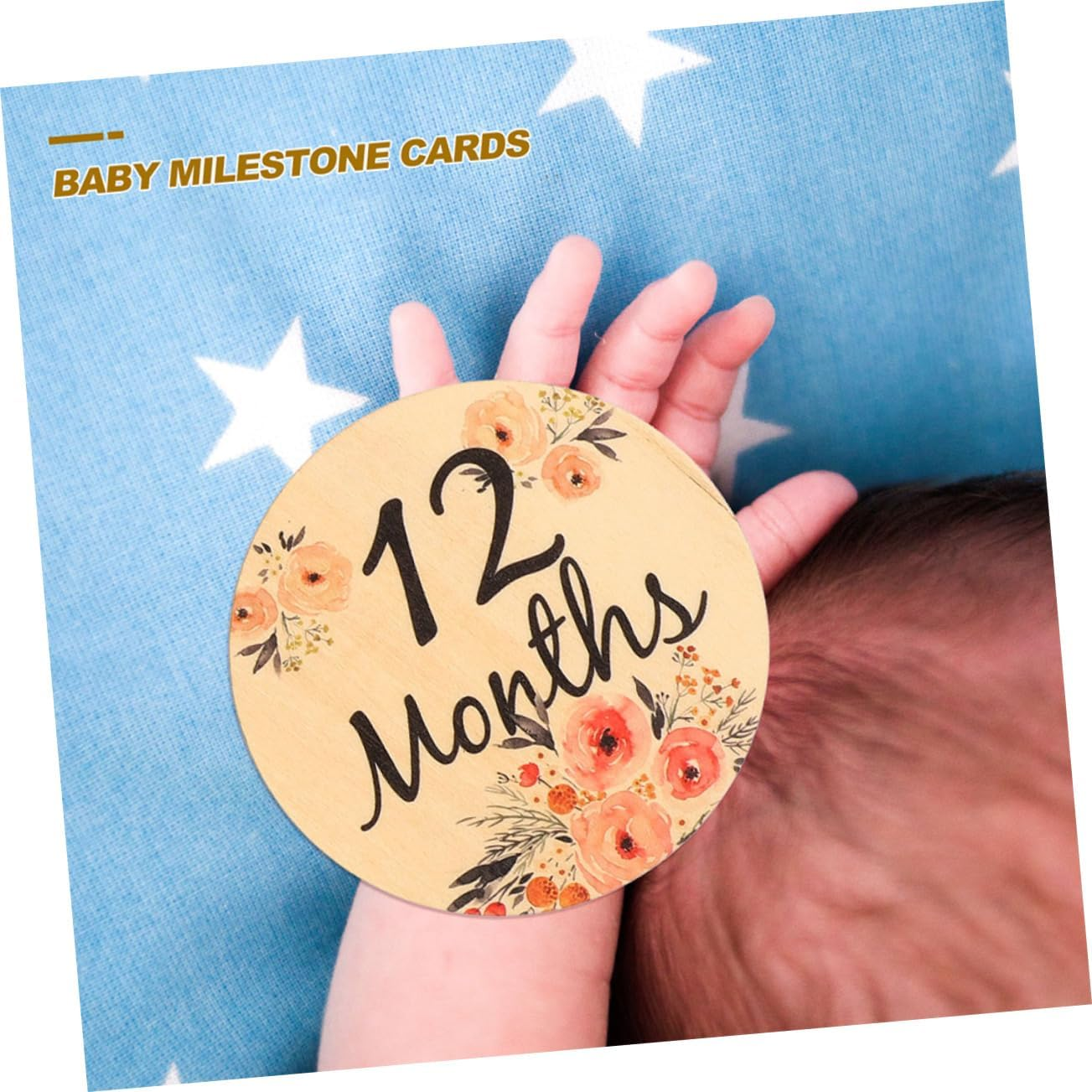 18Pcs Wooden Cards Adorable Growth Signs for Newborns Portable Photo Props to Cherish Every Month Cute Floral Design Discs image number 1