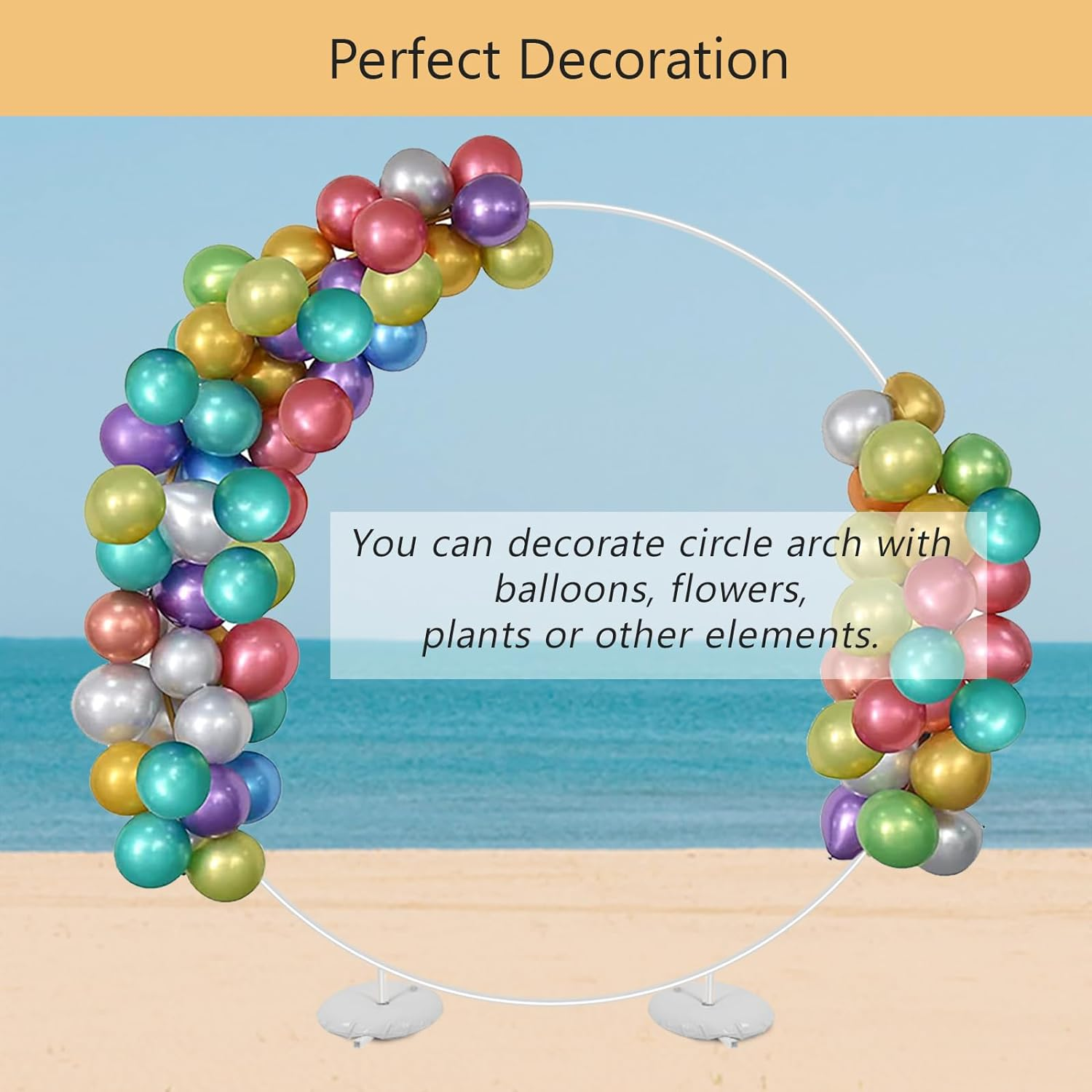 2M/ 6.6Ft round Backdrop Stand Stability & Durability Metal Balloon Arch Stand Circle Balloon Arch Kit White Garland Frame for Indoor and Outdoor Party Wedding Decorations image number 6
