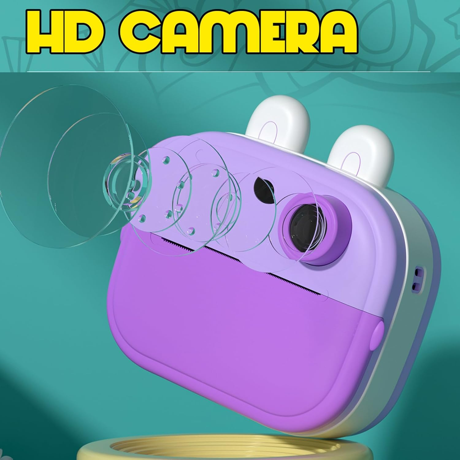 Xinyee Kids Camera Instant Thermal Printer 2.0 Inch Screen Photo Printer 48MP Rear Camera Support Timer Shooting Video Recording Thermal Inkless Printing with 1 White Print Paper Toddler Learning Toy image number 5