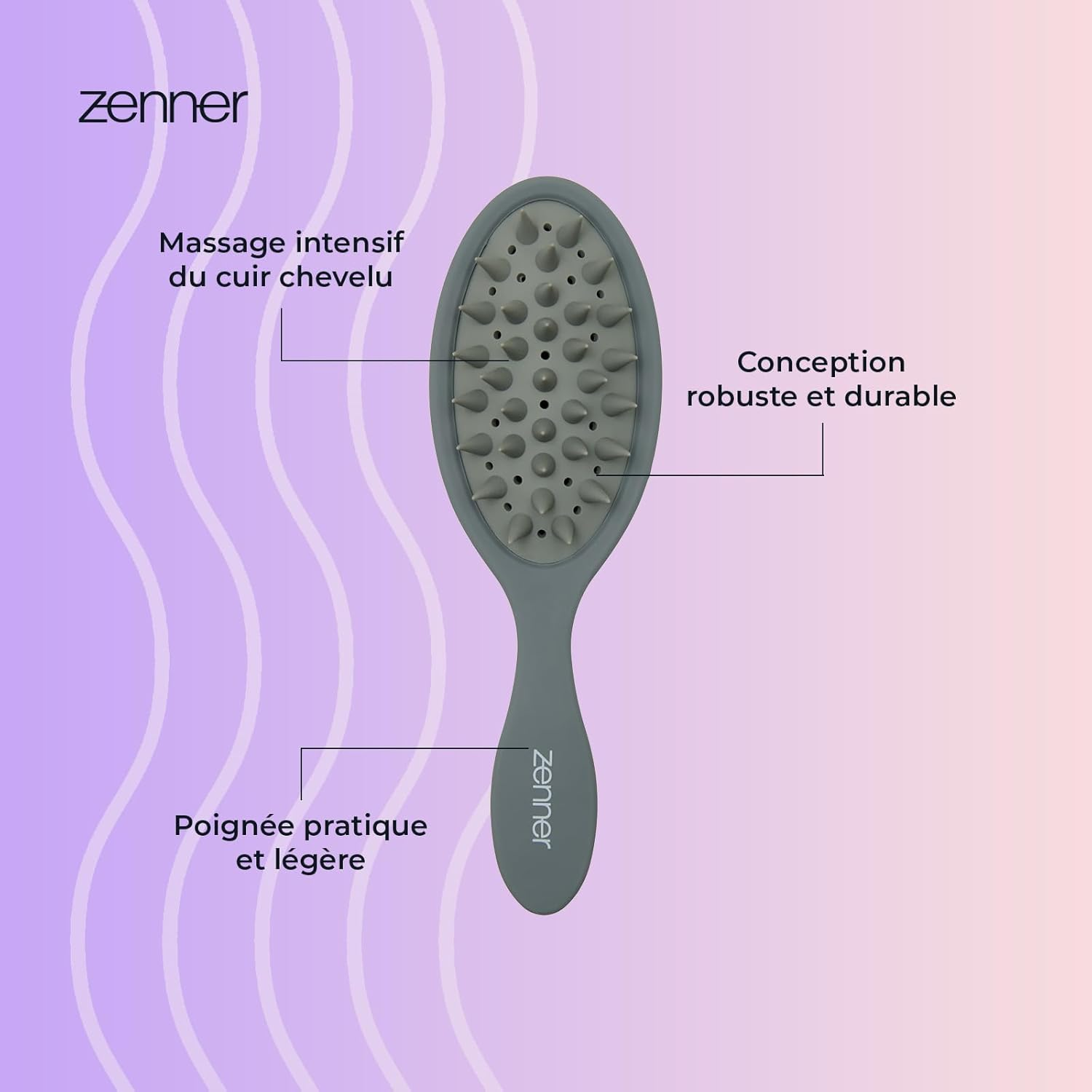 Zenner Curling Brush - Hair Brush for Gentle Detangling & Effective Head Massage - for Wavy & Curly Hair image number 1