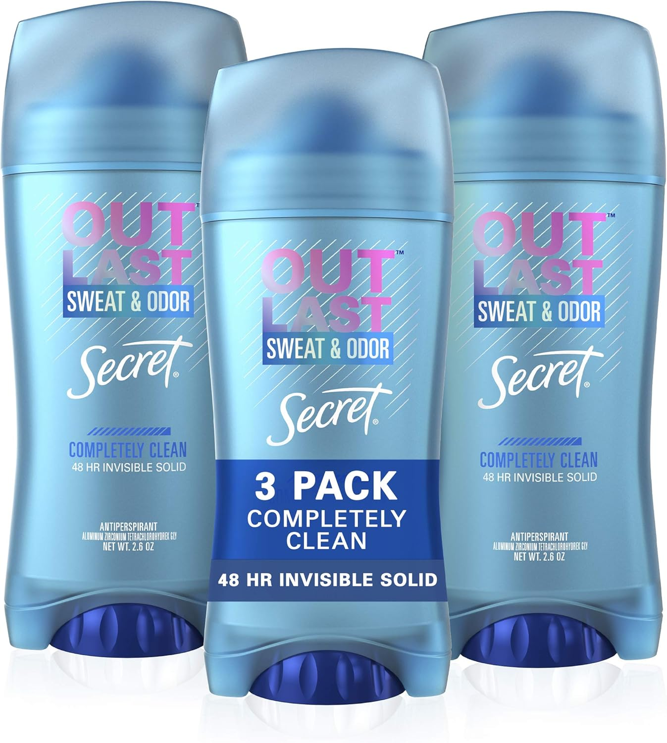 Secret Outlast Women'S Invisible Solid Antiperspirant and Deodorant, Completely Clean, 2.6 Ounce (Pack of 3) image number 1