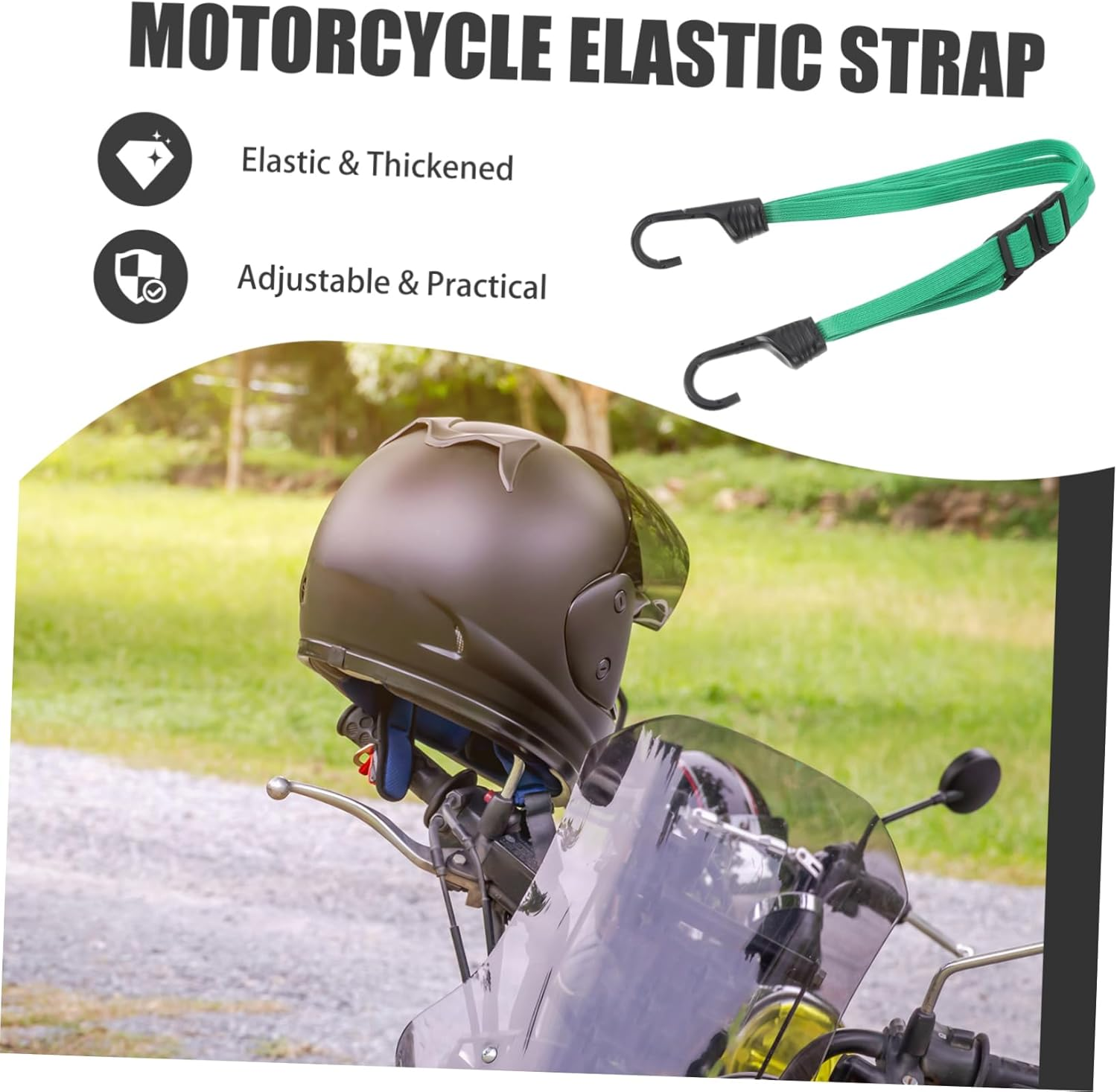 BELLIFFY Helmet Elastic Rope Motorcycle Helmet Net Green Motorcycle Accessories Luggage Binding Strap Outdoor Travel Cycling Gear image number 5