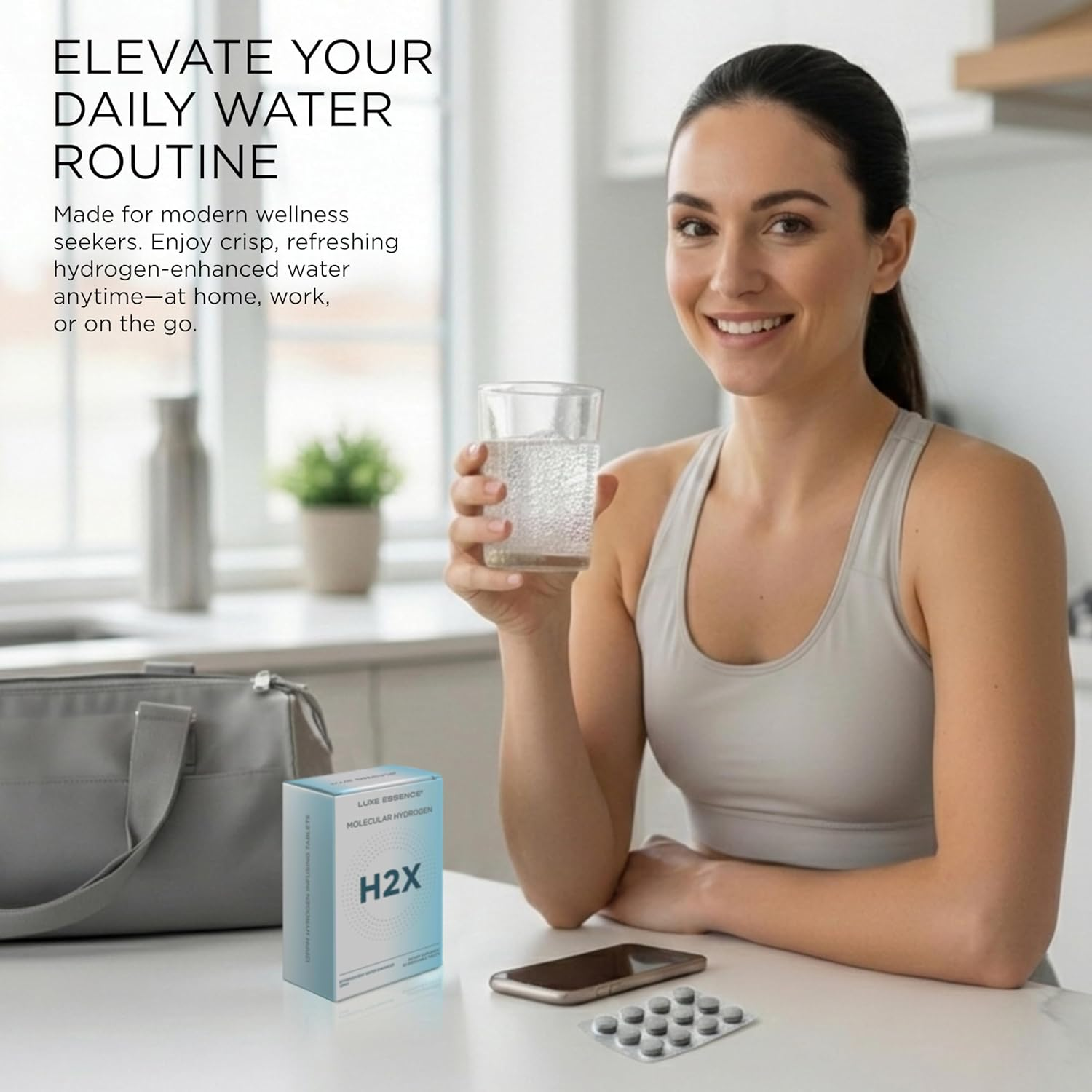 Molecular Hydrogen H2X Tablets for Drinking Water | Molecular Hydrogen Water Tablets | Water-Infusing Effervescent Tablet | 12 PPM Hydrogen-Generating Formula | 60 Count image number 2