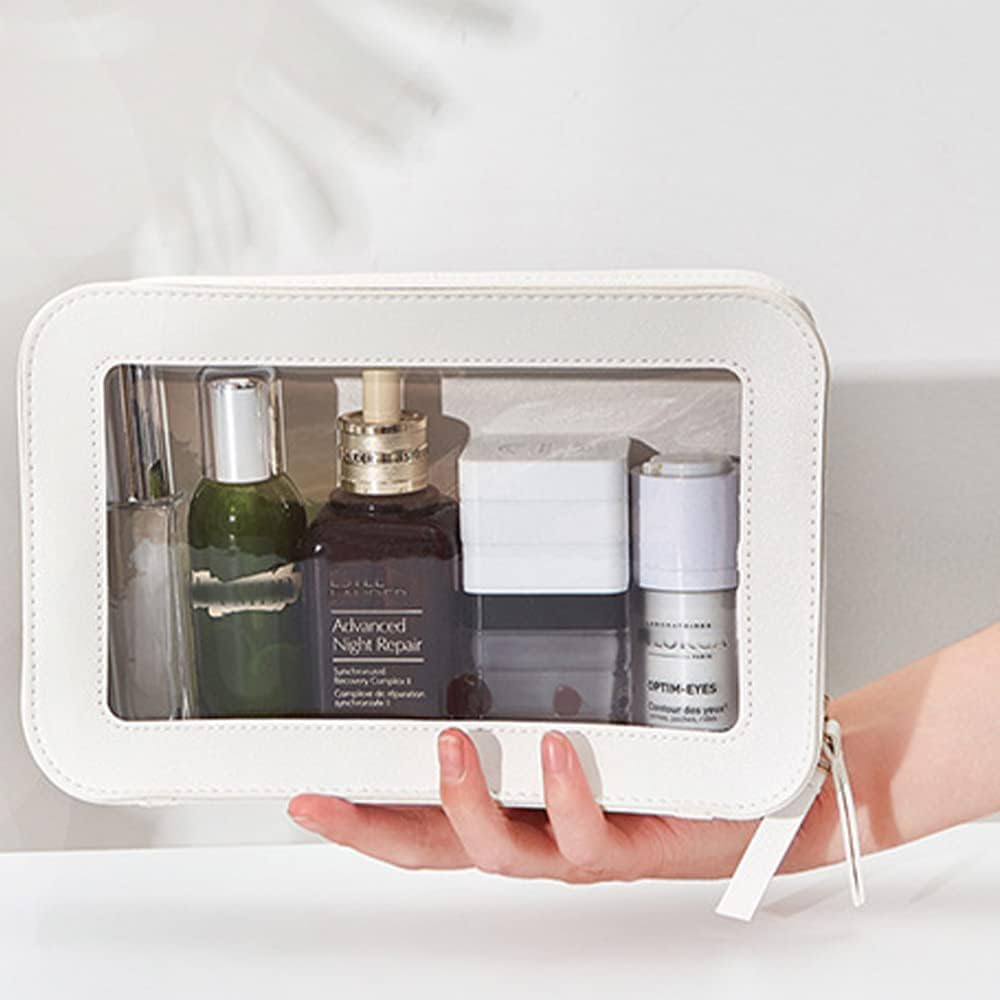 DDPOND Clear Makeup Bag, Black Travel Makeup Pouch Toiletry Bag for Women Waterproof Small Cosmetic Bag Case Small Make up Bag with Zipper Car Organizer Car Essentials for Women Men