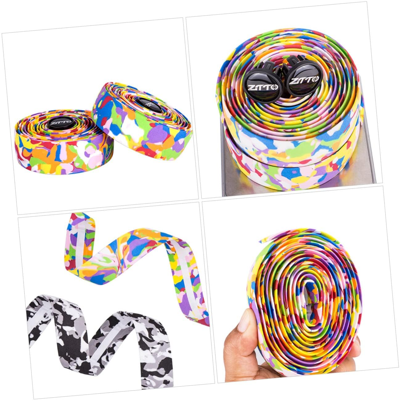 Bicycle Handlebar Strap, Super Soft Non-Slip Absorption Road Bike Bicycle Synthetic Sponge Color Bicycle Handlebar Strap -2 Plugs image number 1