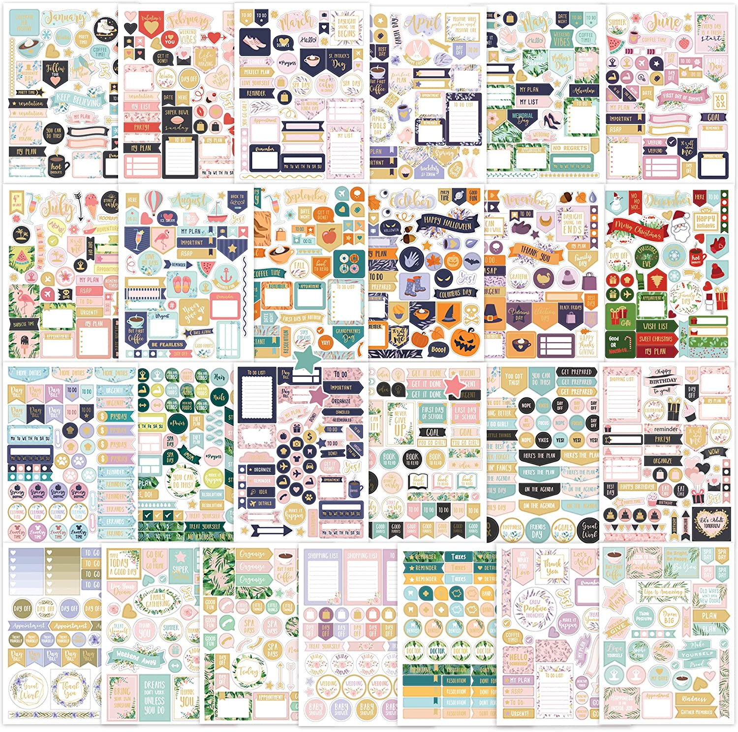 Aesthetic Greenery Planner Stickers for Fun Planning - 1100+ Stunning Gold Foil Monthly Designs - the Perfect Sticker Accessories to Enhance Your Daily Calendar and Planner Journaling image number 5