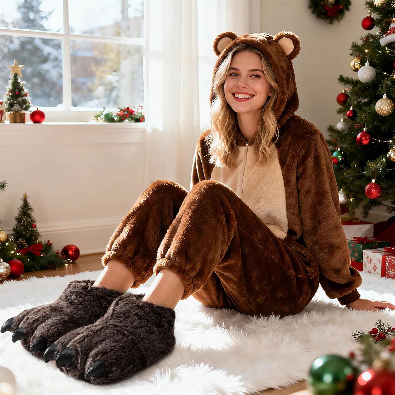 ULTRAIDEAS Animal Paw Slippers for Women and Men, Funny Claw Slippers for Adult, Unisex Cute Costume House Shoes image number 6