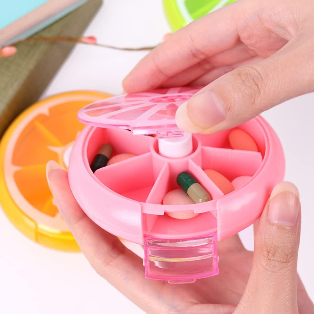 Weekly 7 Day Pill Organiser Case Box Tablet Medicine Dispenser Holder Roundfruit #Pink image number 2