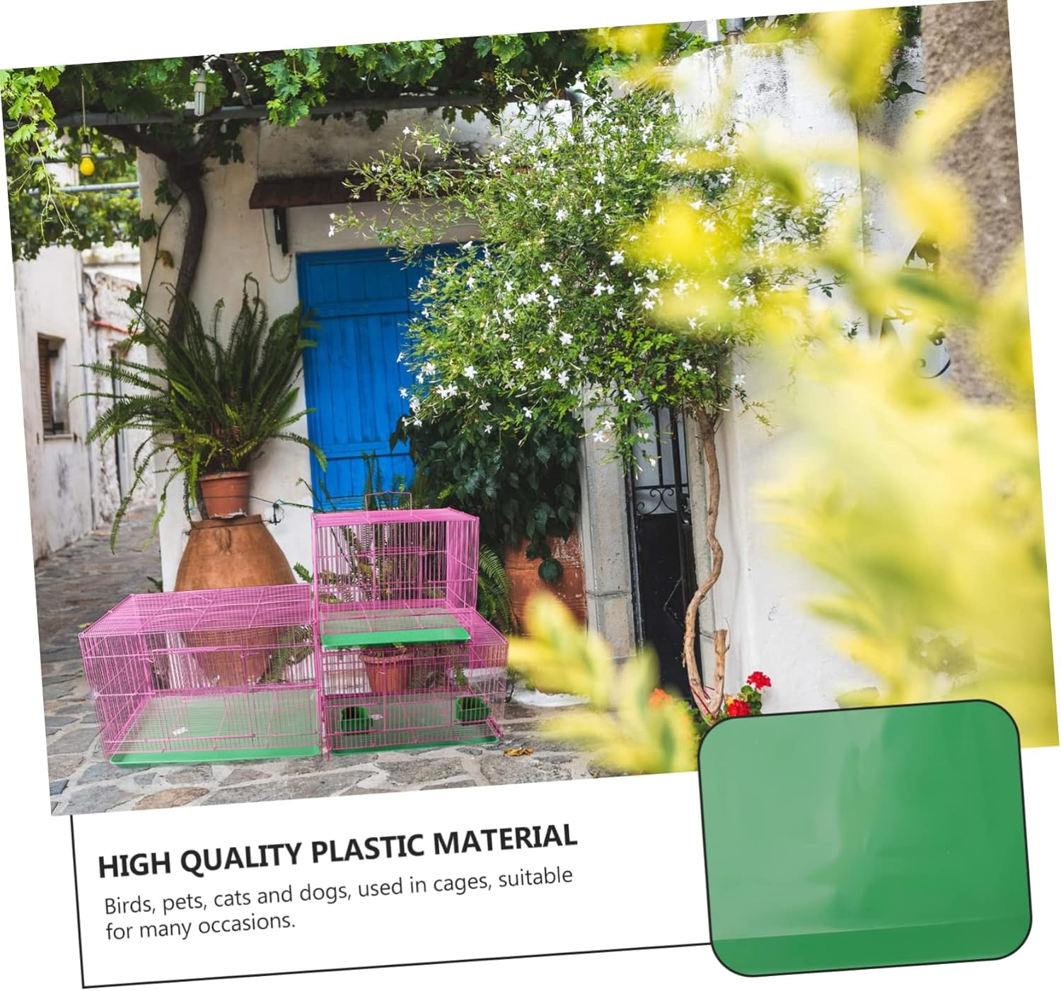 Hohopeti Pet Toilet Tray Plastic for Rabbits and Small Animals, Green Poop Pan for Rabbit Cage and Chick Coop, Household Little Animal Potty Supplies image number 2