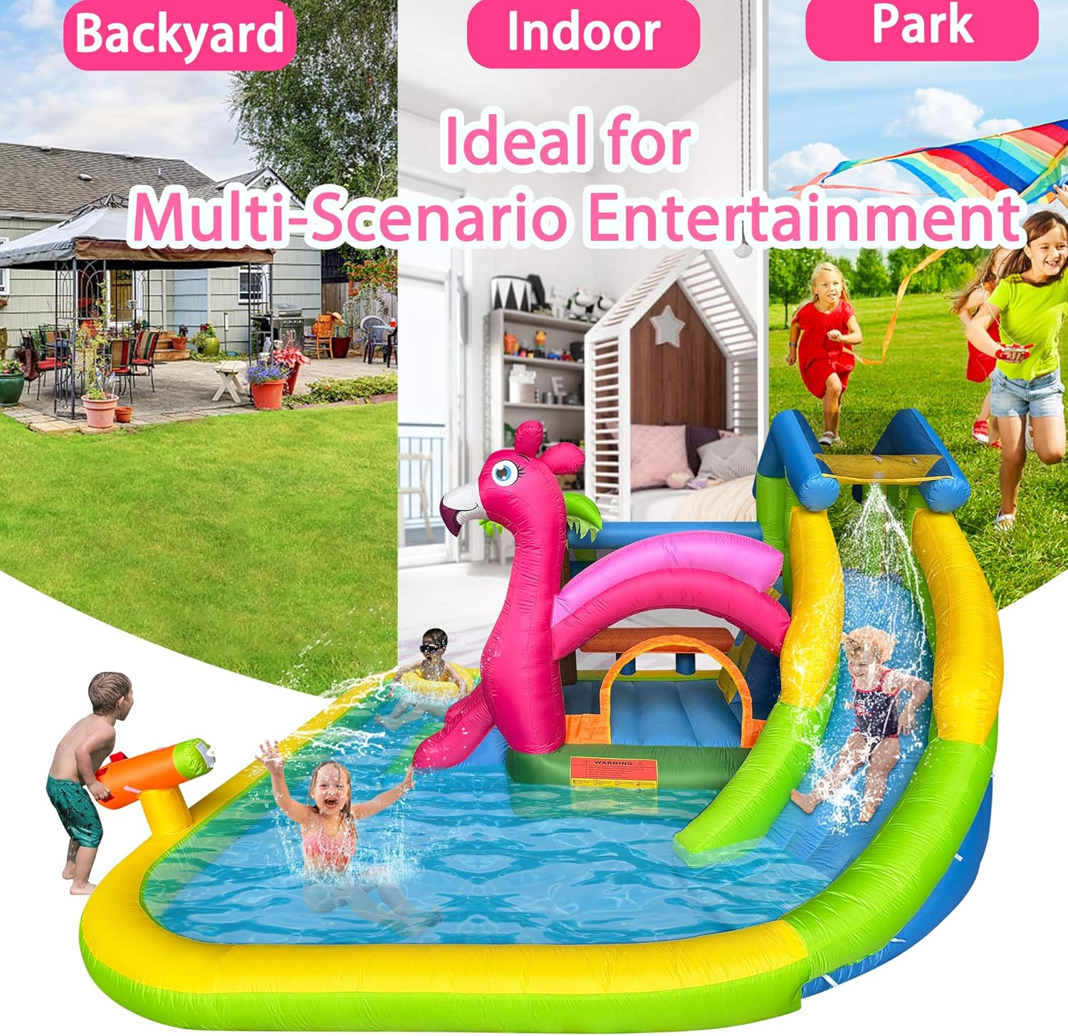 Inflatable Water Slide Flamingo Bounce House Water Park image number 3