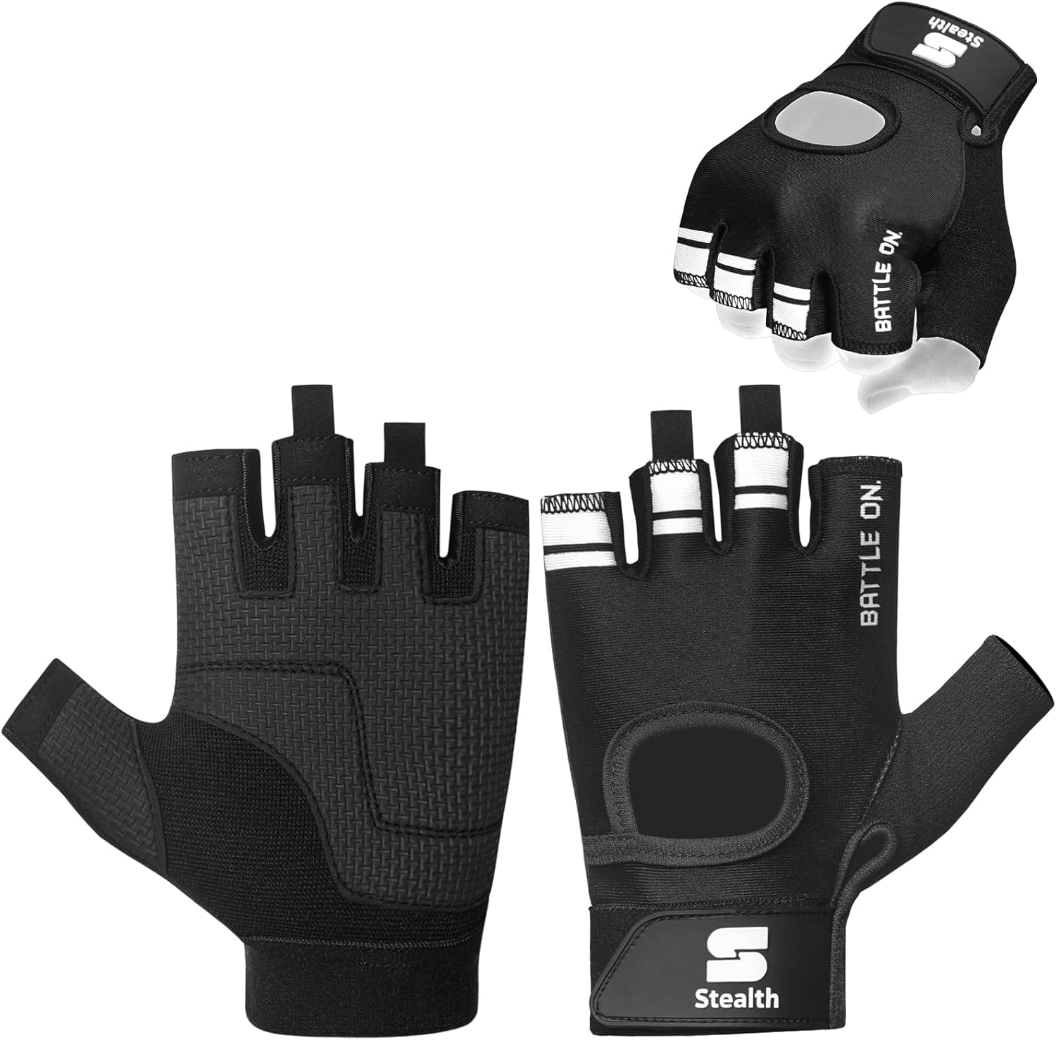 Stealth Sports Fingerless Workout Gloves &ndash; Padded, Anti-Slip Weight Lifting Gloves for Men and Women &ndash; Breathable Gym Gloves for Cycling, Fitness, Rowing, and Training - X1 image number 1