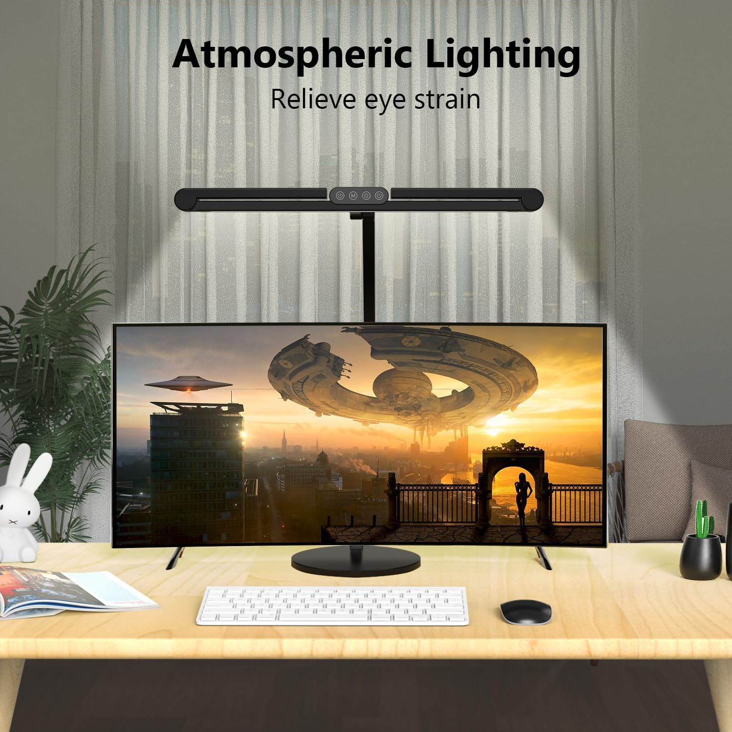 Architect Desk Lamp, Aluminum Alloy LED Desk Light with Base for Home Office, 24W Bright Auto Dimming Table Lamp with Rotatable Swing Arm for Workbench Study Reading Drafting image number 1