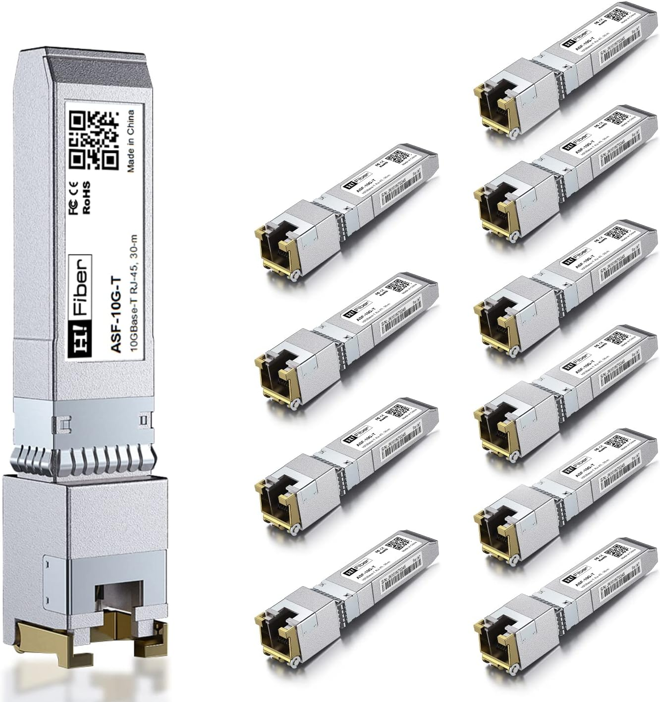 10/100/1000BASE-T SFP Transceiver, Gigabit RJ45 Auto-Negotiation Data Rate Mini-Gbic Copper SFP Module Compatible for Cisco GLC-T/SFP-GE-T, Reach 100M