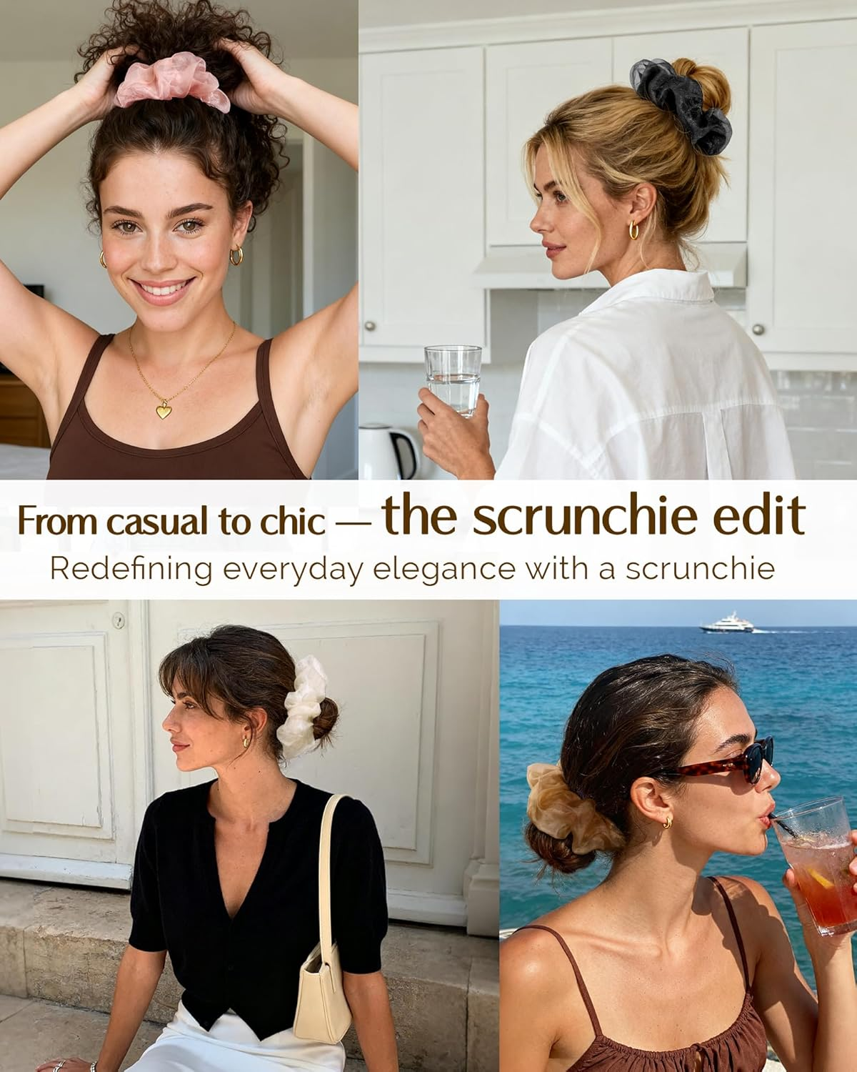 Yanibest 4 Pcs Breeze Satin Scrunchies - Hair Scrunchies for Women, Soft Ponytail Holders, No Crease Hair Ties Hair Accessories image number 5