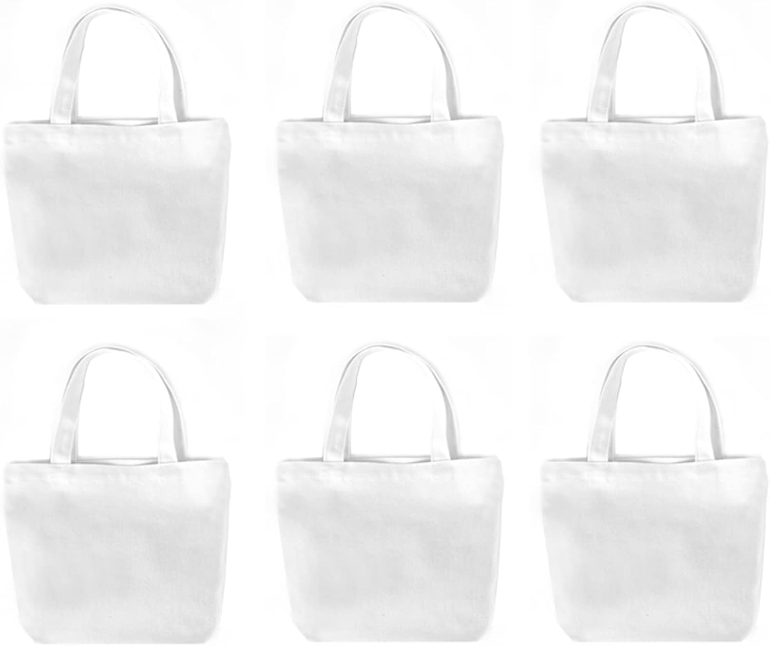Pertion 6 Pack Small Canvas Tote Bags, 9X8X4Inch Reusable Cotton Shopping Bags Bulk DIY Mini Tote Bag Gift Bags