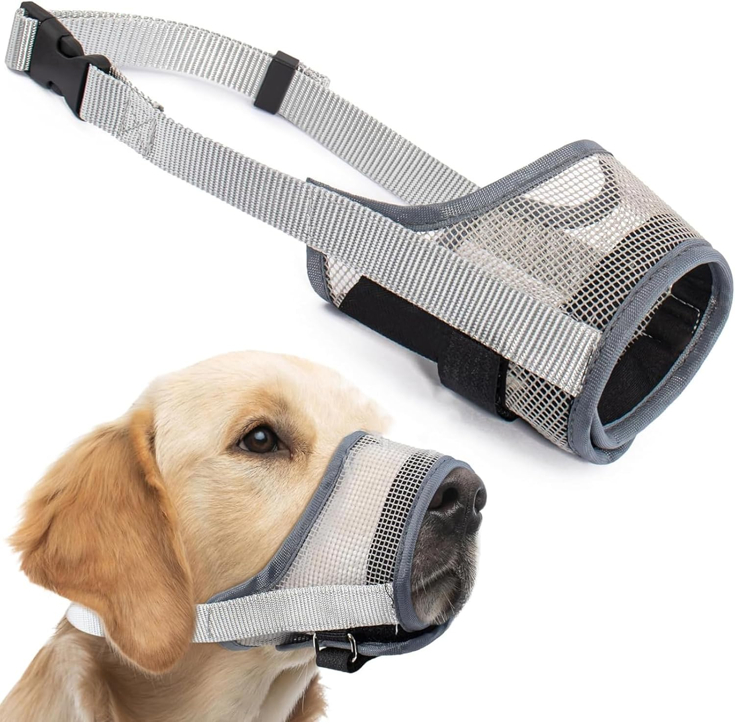 Cozioz Soft Mesh Dog Muzzle for Small, Medium, and Large Dogs - Adjustable Breathable Mouth Guard to Prevent Biting and Barking, Allows Panting and Drinking(S) image number 6