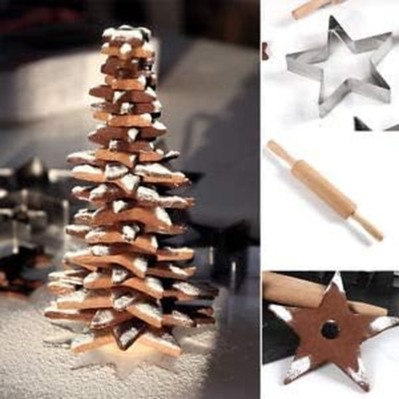 Antallcky Star Cookie Cutter Set-5 Pcs Stainless Steel Five-Pointed Star Biscuit Molds Fondant Cake Cookie Cutter Set Pastry Mold image number 3