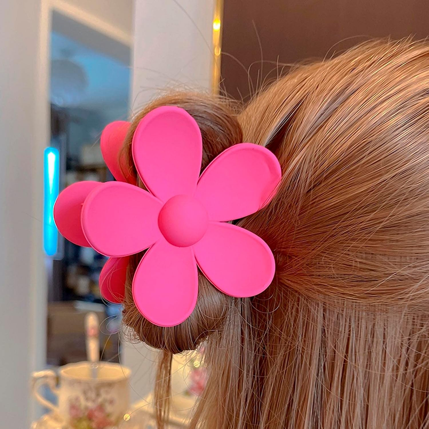 AYNKH 8PCS Flower Hair Claws, Non-Slip Strong Hold Cute Clips for Medium Thick Hair, Daisy Hair Accessories Headwear Clamps for Women Girls image number 5