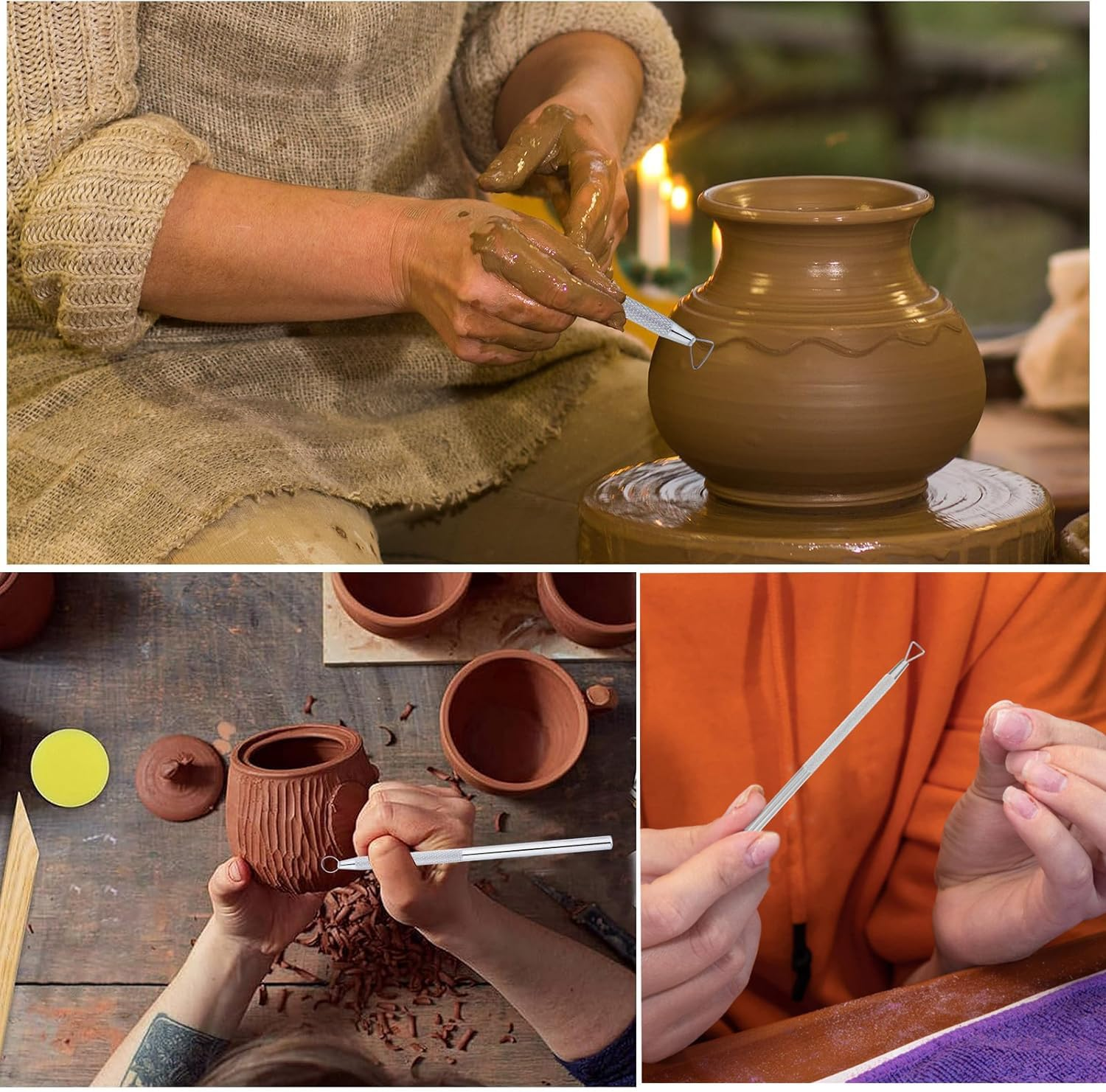 Wzenclave 6 PCS Stainless Steel Cuticle Nail Enhancement Gel Nail Trimmer Metal Dead Skin Removal Scraping Tools Professional Nail Enhancement Pedicure Art Care Tools